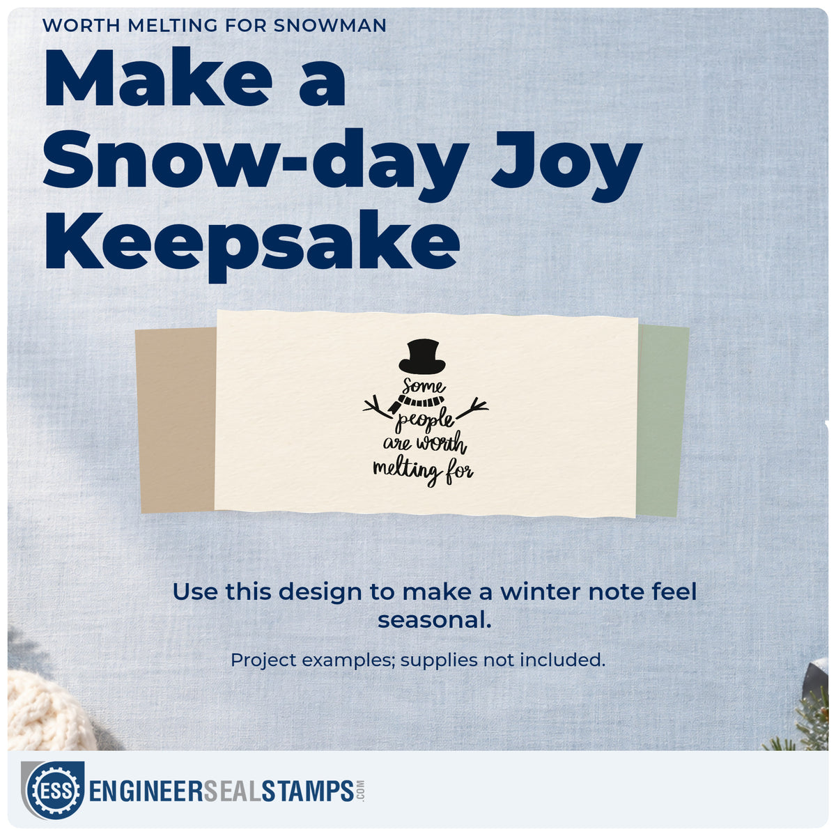 A finished handmade project stamped with the Worth Melting For Snowman Wood-Mounted Rubber Stamp, ideal for friendship album page.