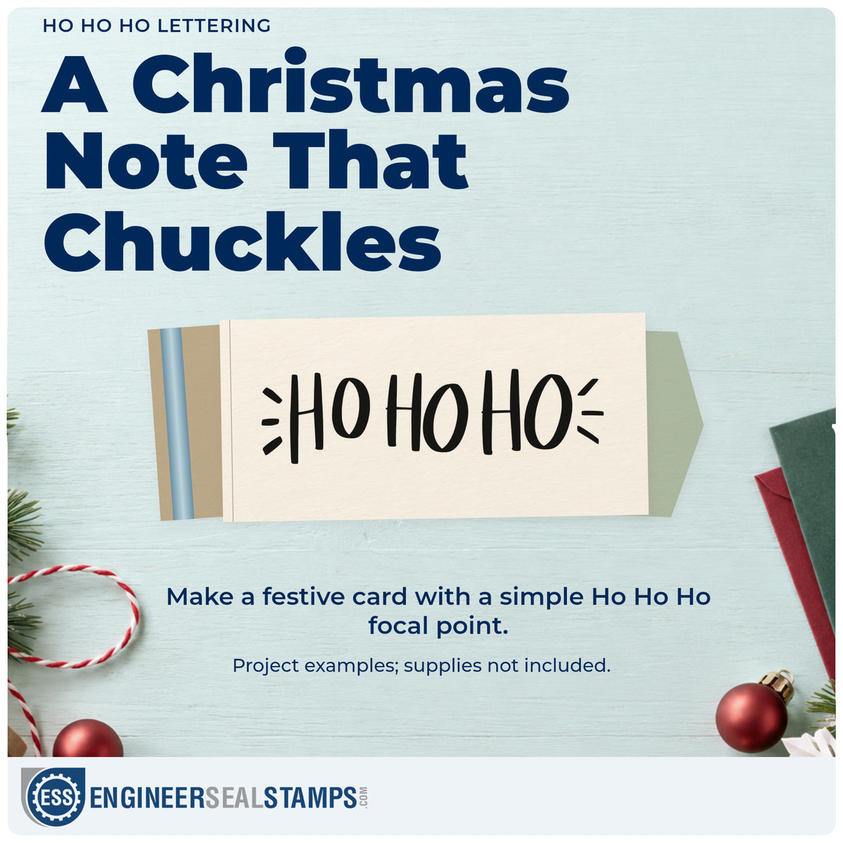 A finished handmade project stamped with the Ho Ho Ho Stamp – PSI Pre-Inked, ideal for repeat pattern paper.