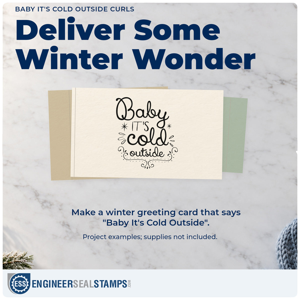 A finished handmade project stamped with the Baby It's Cold Outside Curls With Stars Rubber Stamp – Duo Hand, ideal for duet night album page.