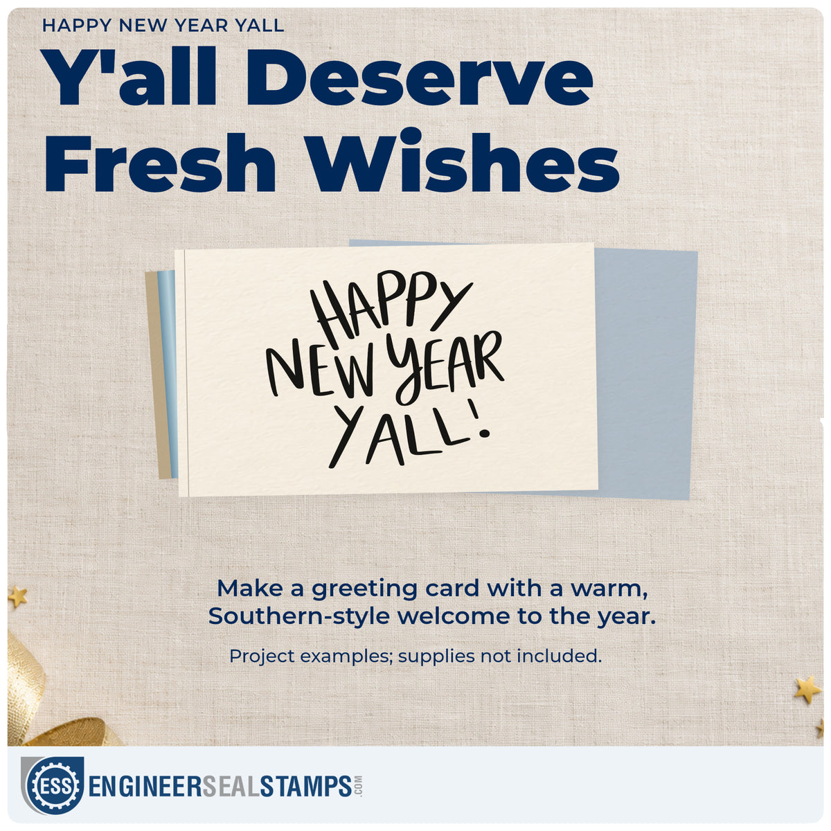 A finished handmade project stamped with the Happy New Year Yall Stamp – Self-Inking, ideal for midnight album page.