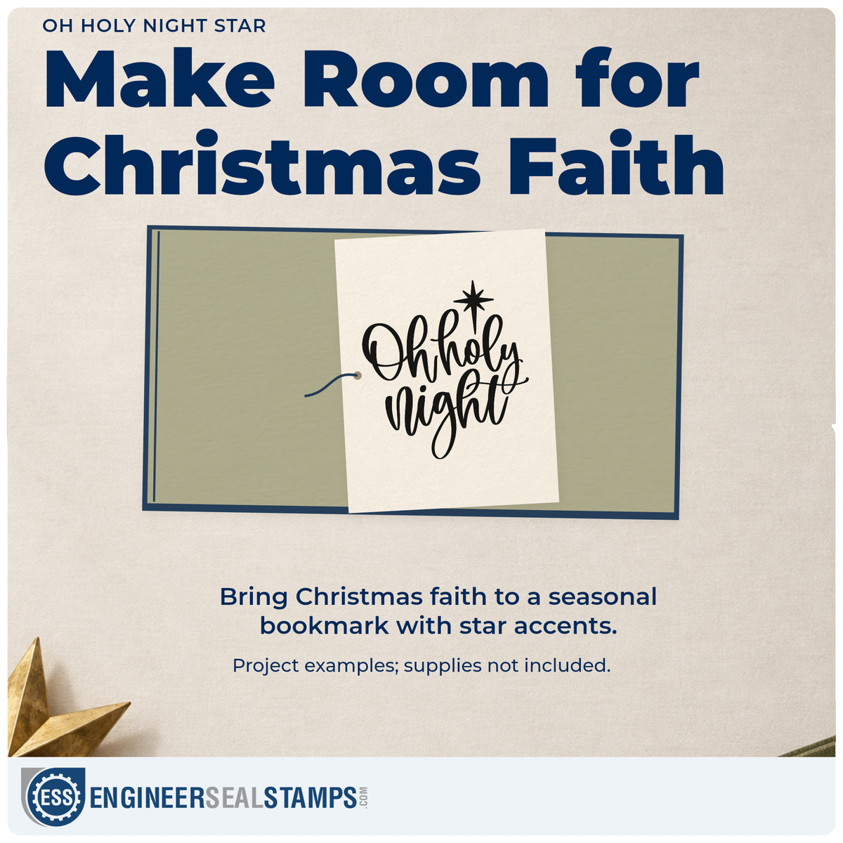 A finished handmade project stamped with the Oh Holy Night Star Rubber Stamp – Duo Hand, ideal for recital album page.
