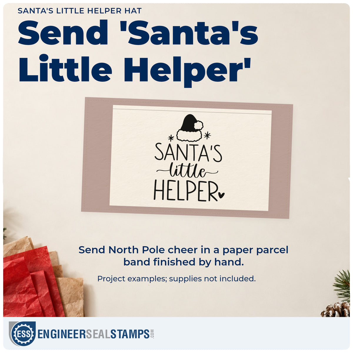 A finished handmade project stamped with the Santa's Little Helper Hat Hand Stamp – Duo, ideal for helper album page.