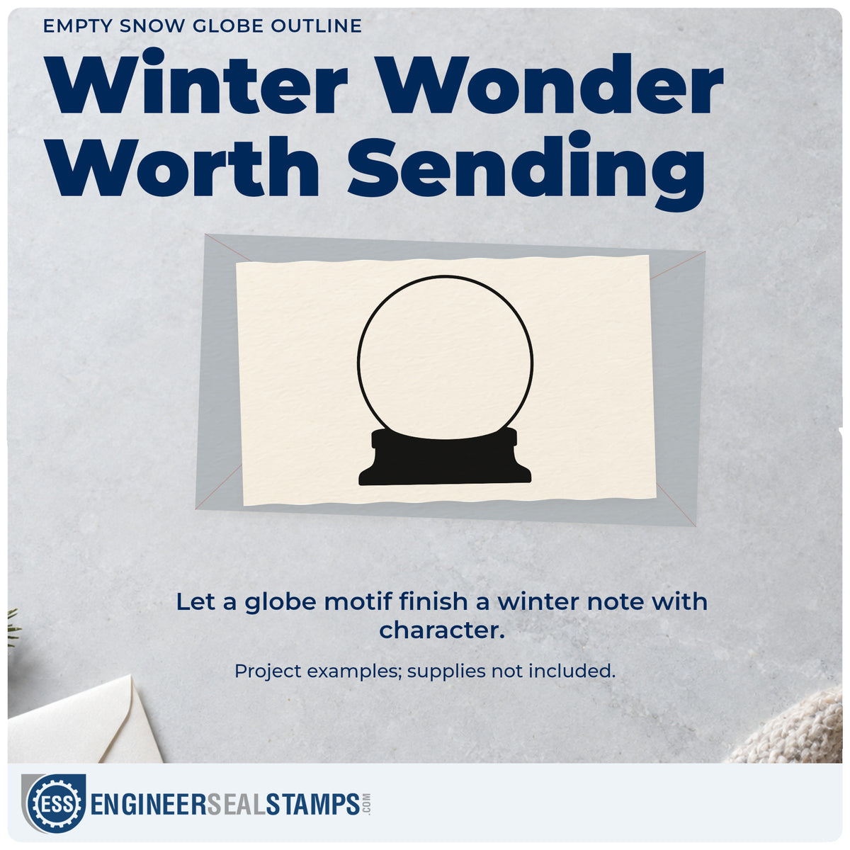 A finished handmade project stamped with the Empty Snow Globe Outline Stamp – Self-Inking, ideal for photo insert album.