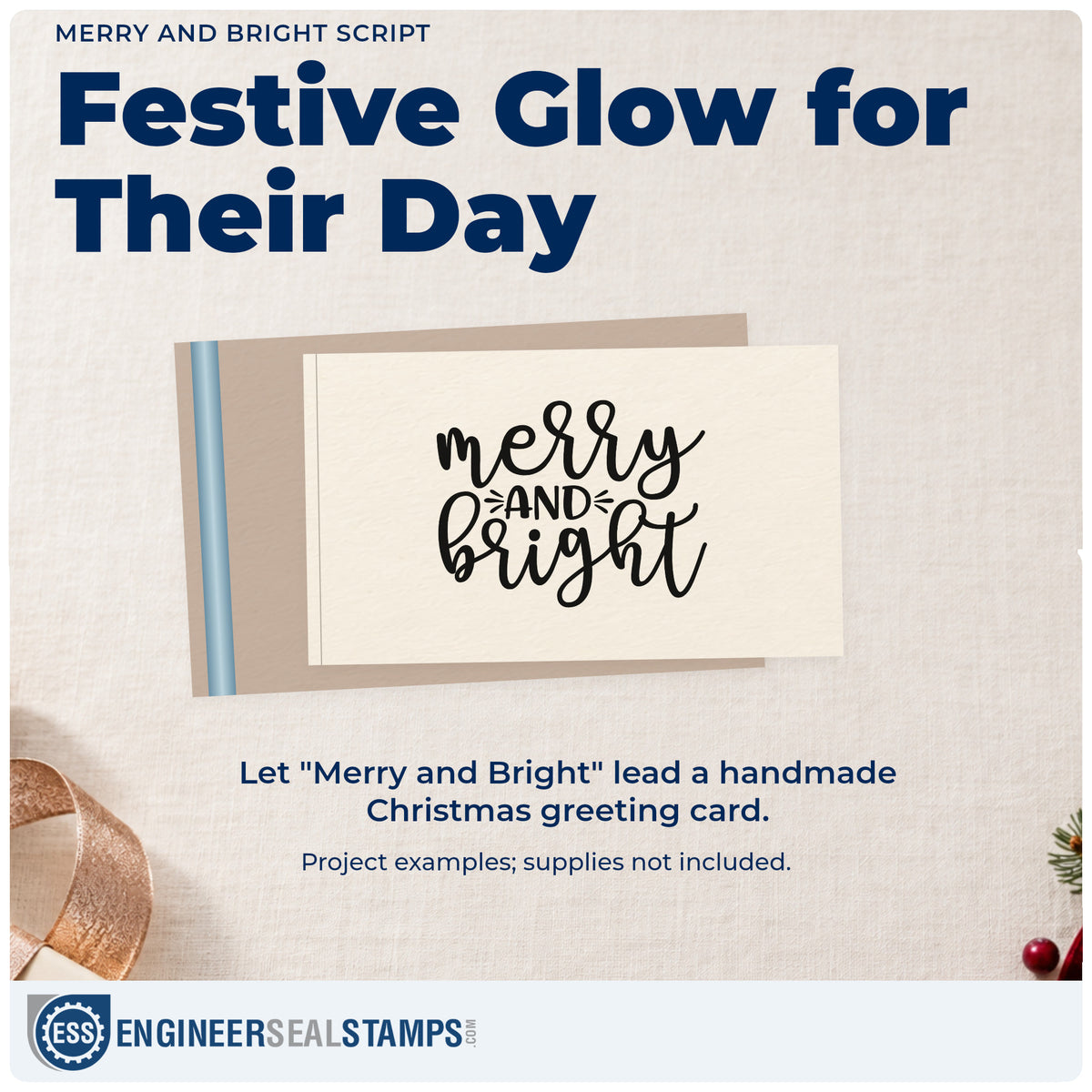A finished handmade project stamped with the Merry And Bright Stamp – Duo Hand, ideal for wrap service album.