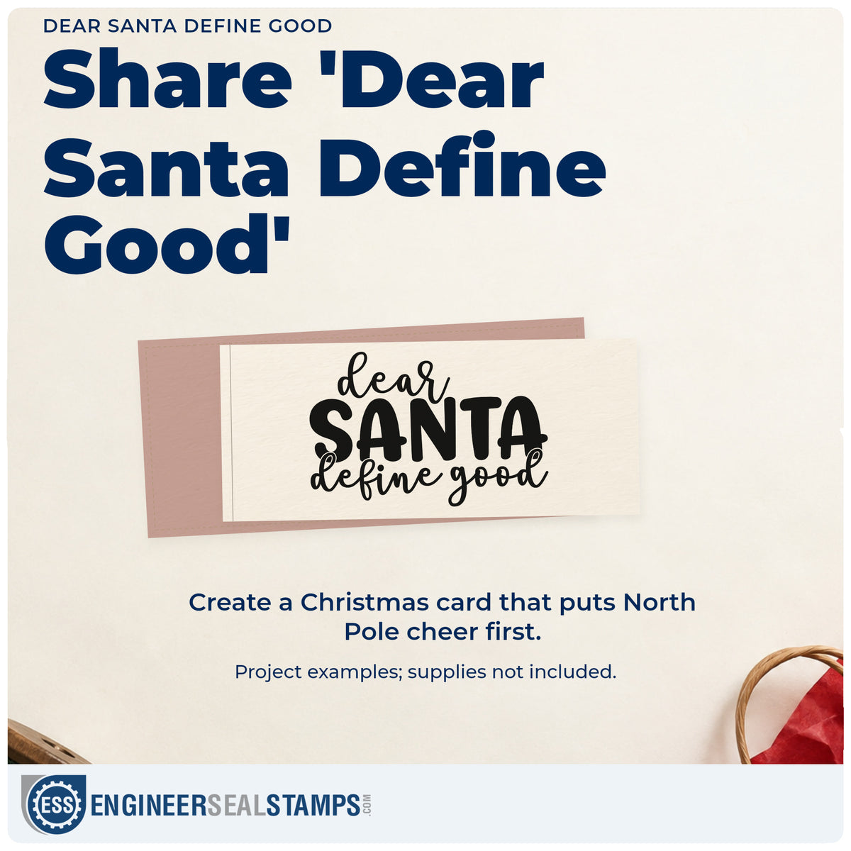 A finished handmade project stamped with the Dear Santa Define Good Script Lettering Rubber Stamp – Duo Hand, ideal for sass quote album page.