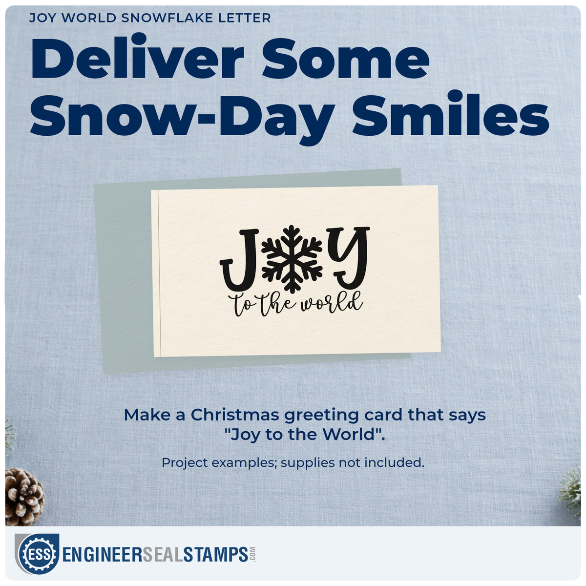 A finished handmade project stamped with the Joy World Snowflake Letter Rubber Stamp – Wood Handle, ideal for paper flake album.