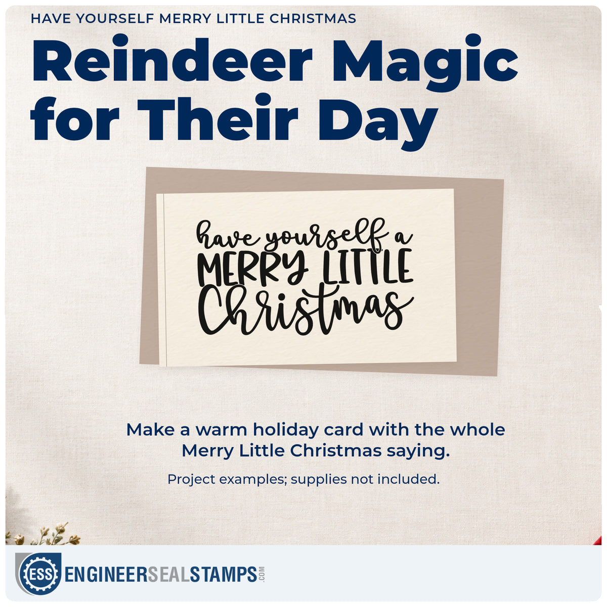 A finished handmade project stamped with the Have Yourself Merry Little Christmas Pre-Inked Stamp – PSI, ideal for old song album page.