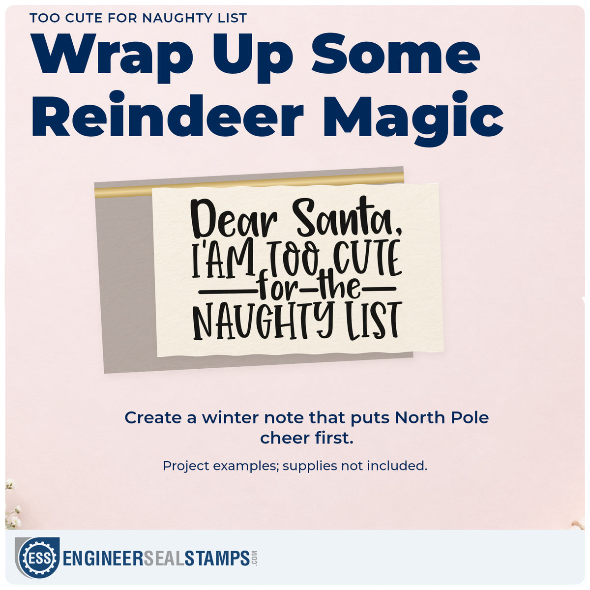 A finished handmade project stamped with the Dear Santa Naughty List Word Art Self-Inking Stamp, ideal for toddler album page.