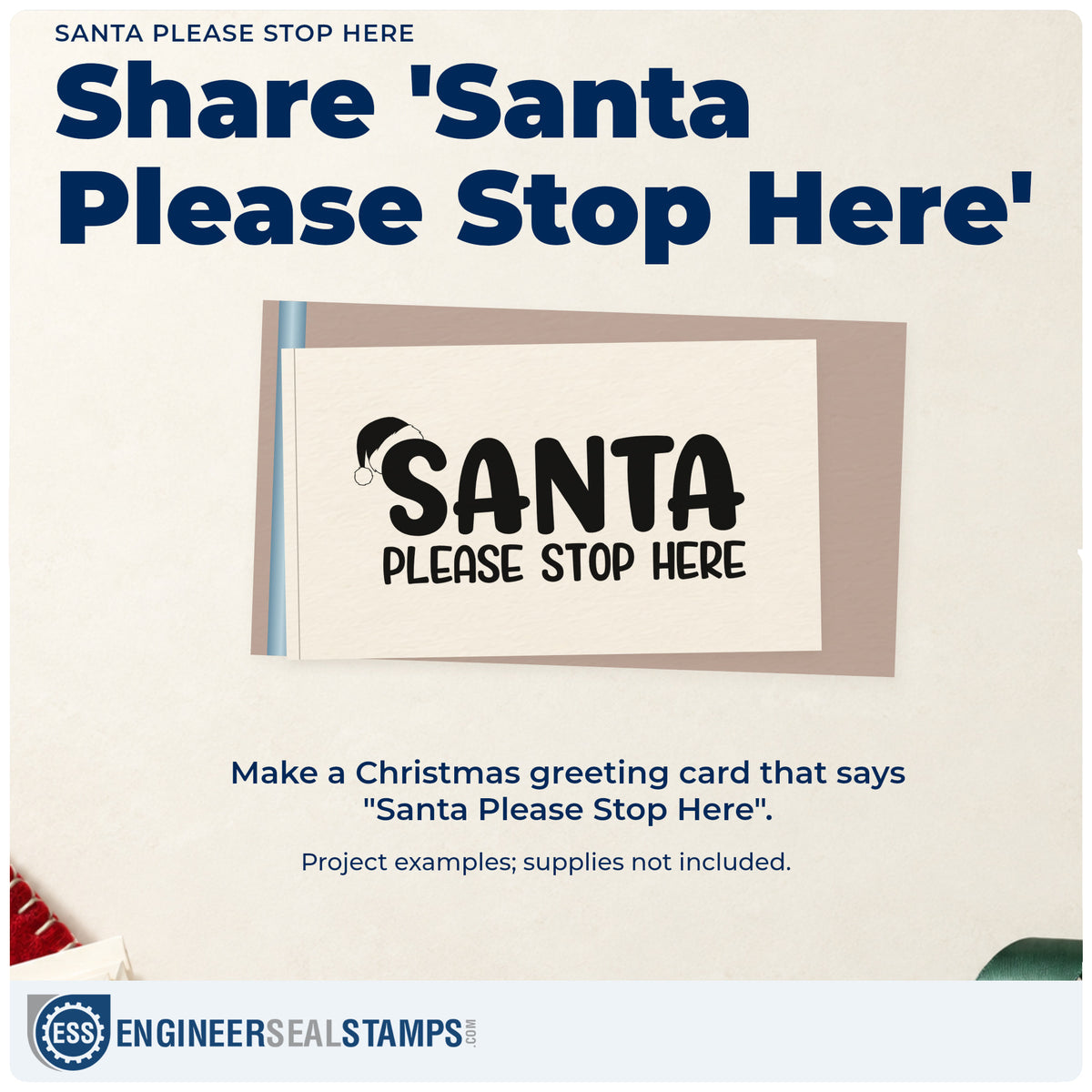 A finished handmade project stamped with the Santa Please Stop Here Hand Stamp – Duo, ideal for christmas eve album.