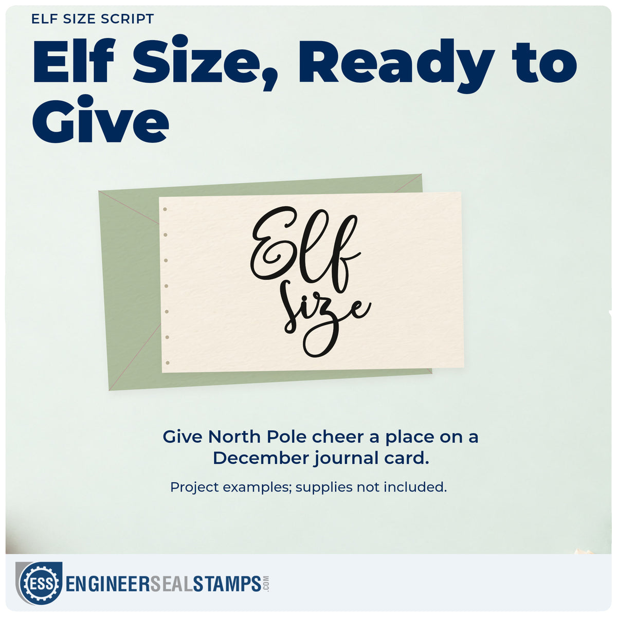 A finished handmade project stamped with the Elf Size Pre-Inked Stamp – PSI, ideal for kids growth album.