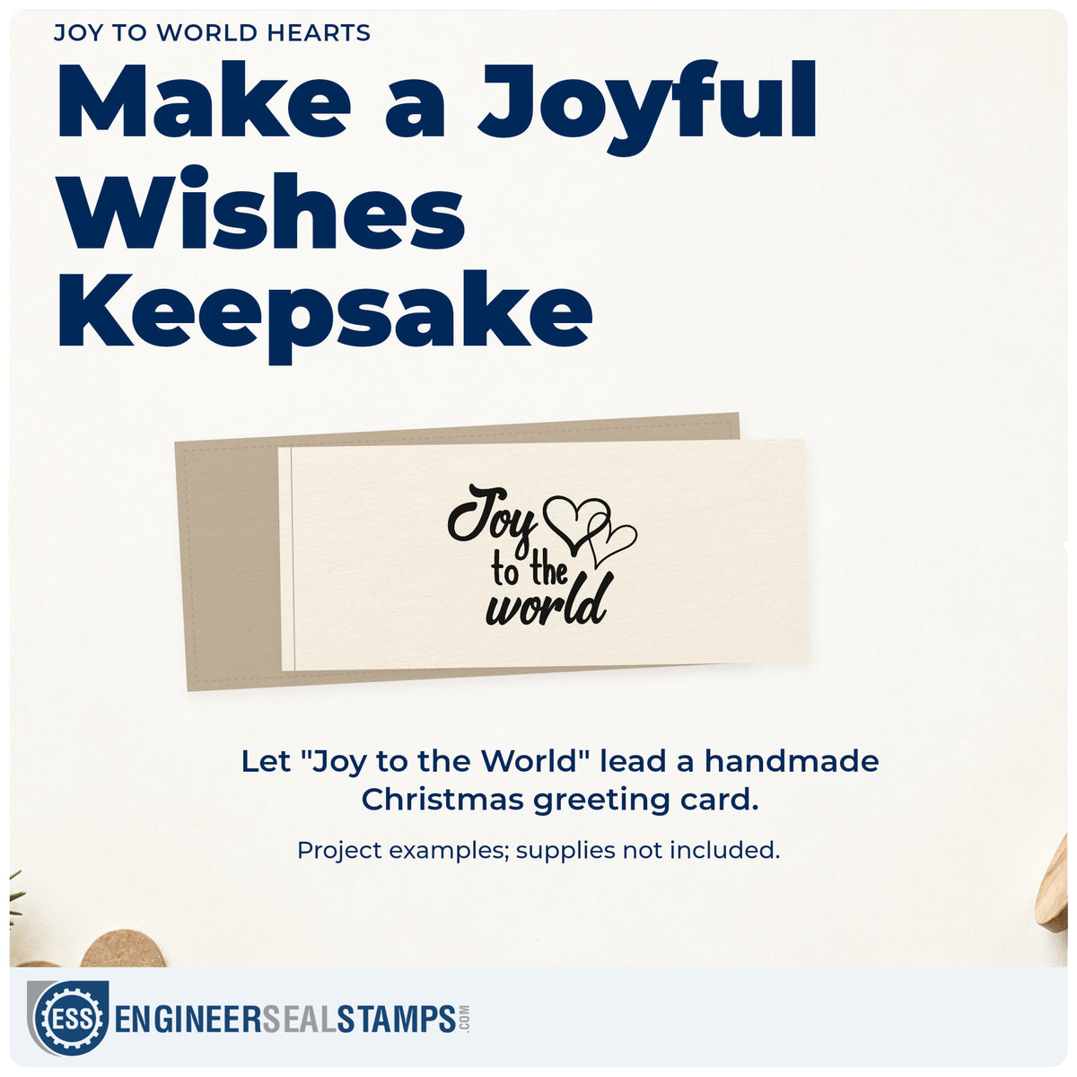 A finished handmade project stamped with the Joy To The World Stamp – Duo Hand, ideal for service album page.