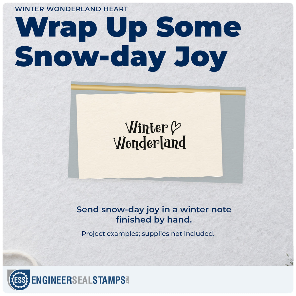 A finished handmade project stamped with the Winter Wonderland Heart PSI Pre-Inked Stamp, ideal for season love album.