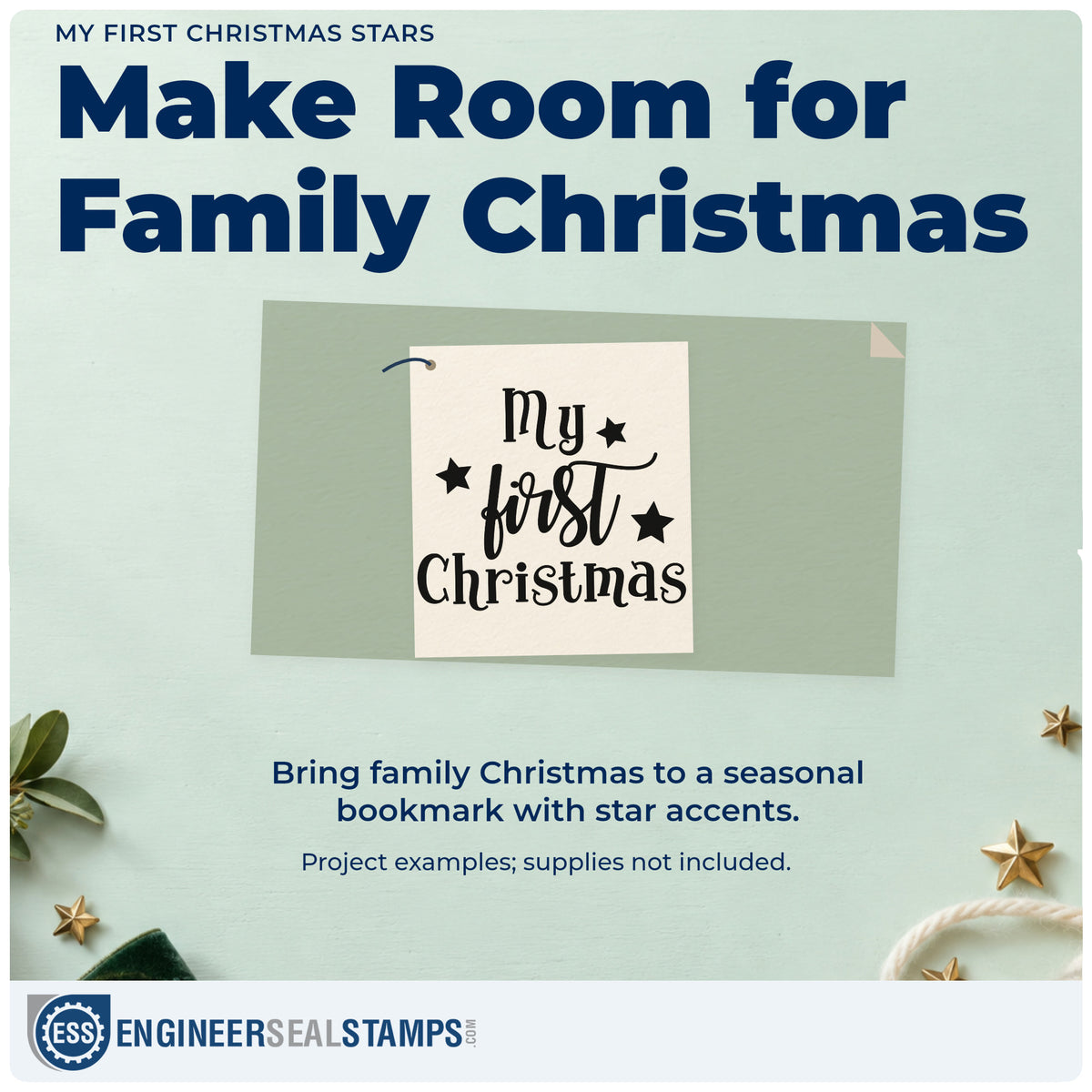A finished handmade project stamped with the My First Christmas Stars Slim Pre-Inked Stamp, ideal for puppy album page.