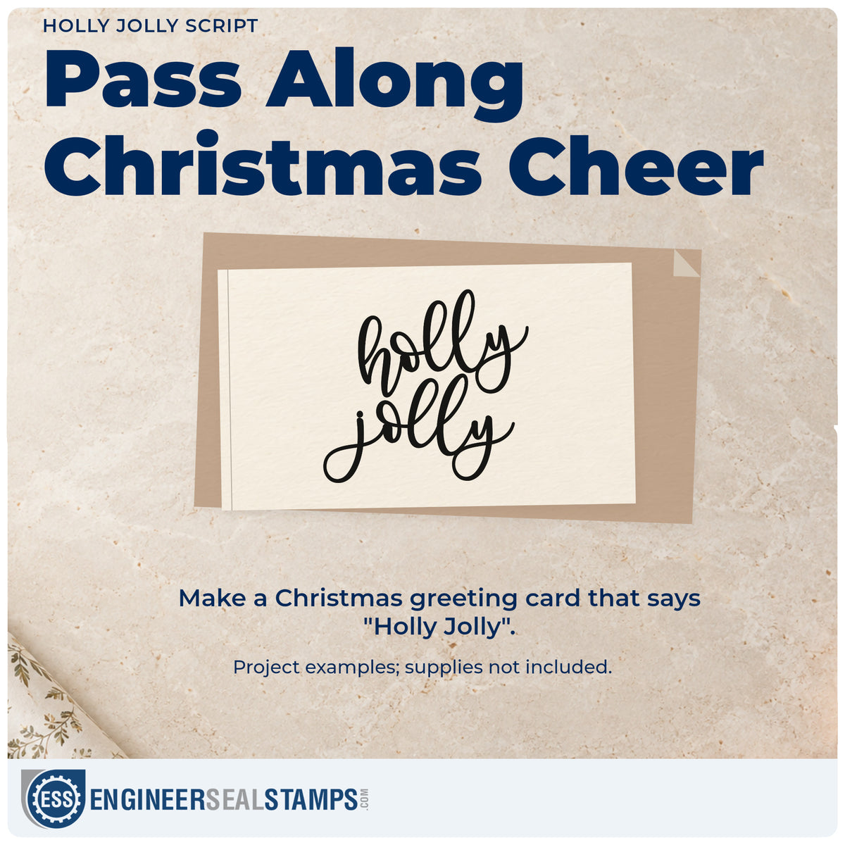 A finished handmade project stamped with the Holly Jolly Script PSI Pre-Inked Stamp, ideal for nickname album page.