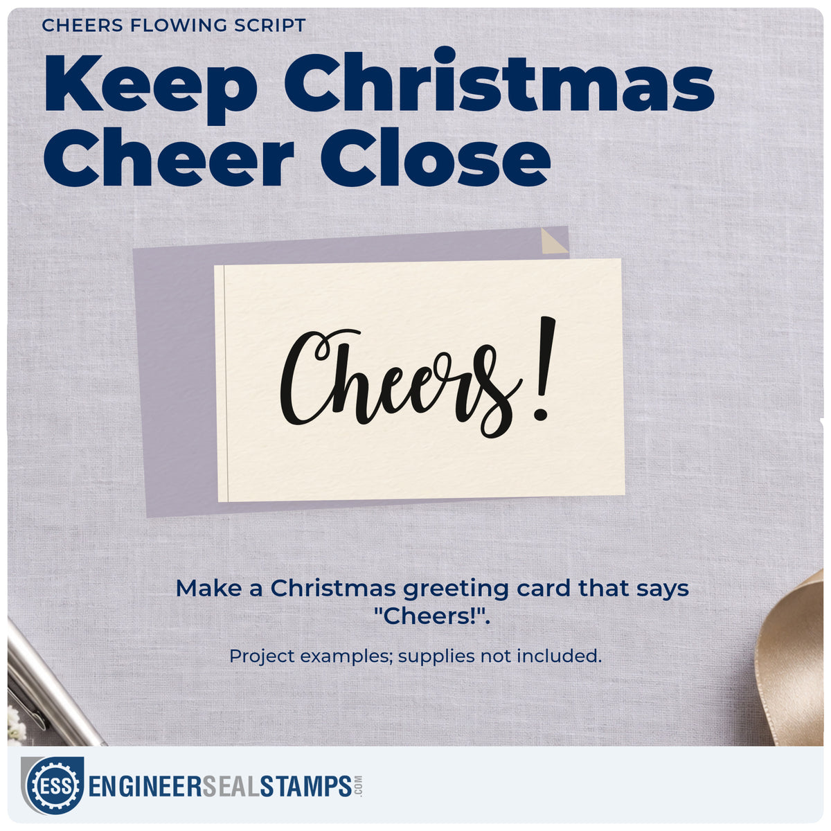 A finished handmade project stamped with the Cheers Flowing Script Lettering Rubber Stamp – Wood Handle, ideal for toast album page.