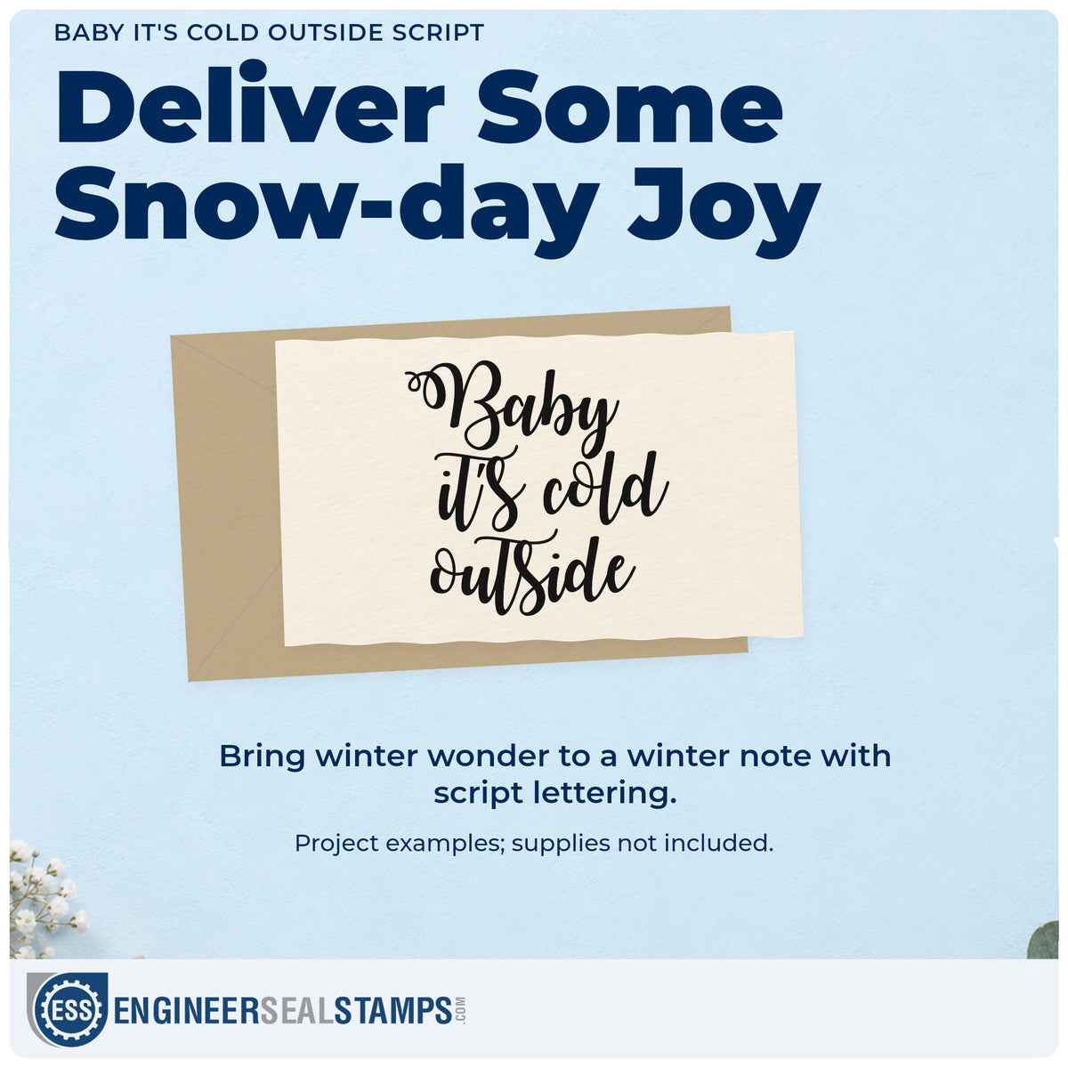 A finished handmade project stamped with the Baby It's Cold Outside Self-Inking Stamp, ideal for weather album page.
