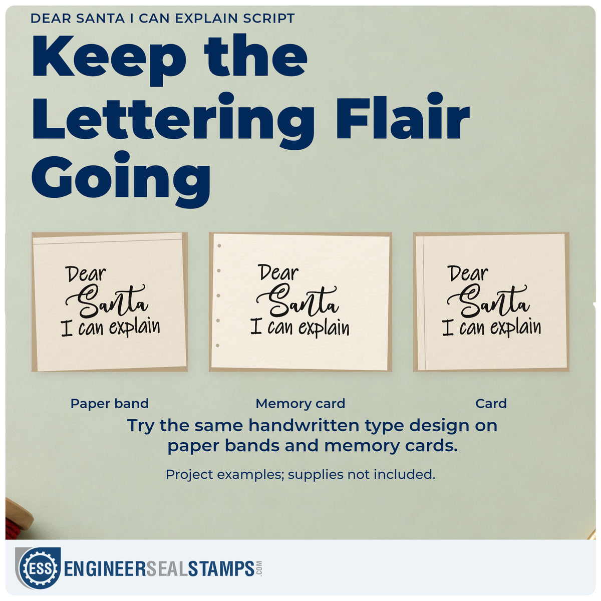 Three project examples made with the Dear Santa I Can Explain Pre-Inked Stamp – PSI, including incident note sheet.