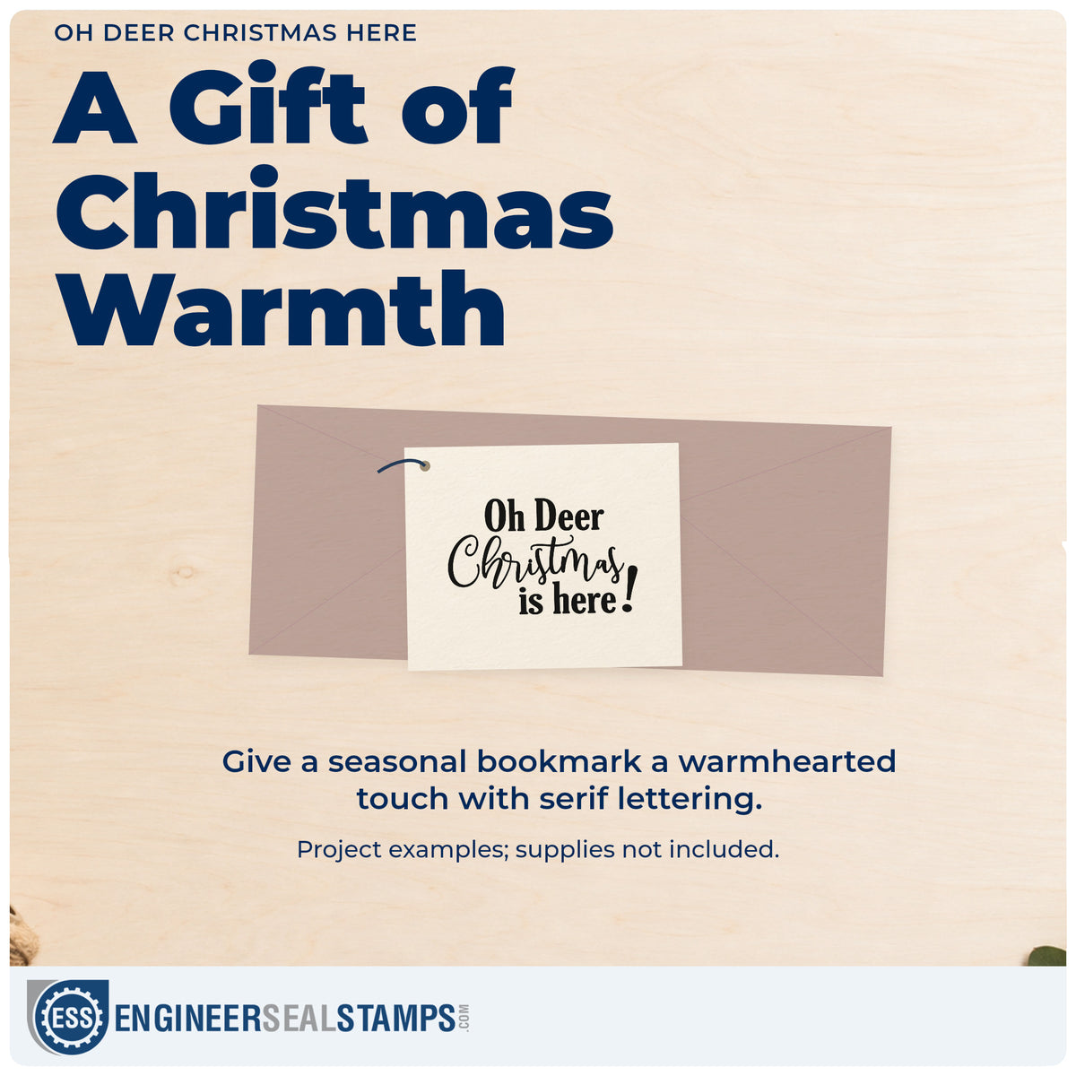 A finished handmade project stamped with the Oh Deer Christmas Is Here! PSI Pre-Inked Stamp, ideal for busy season album.