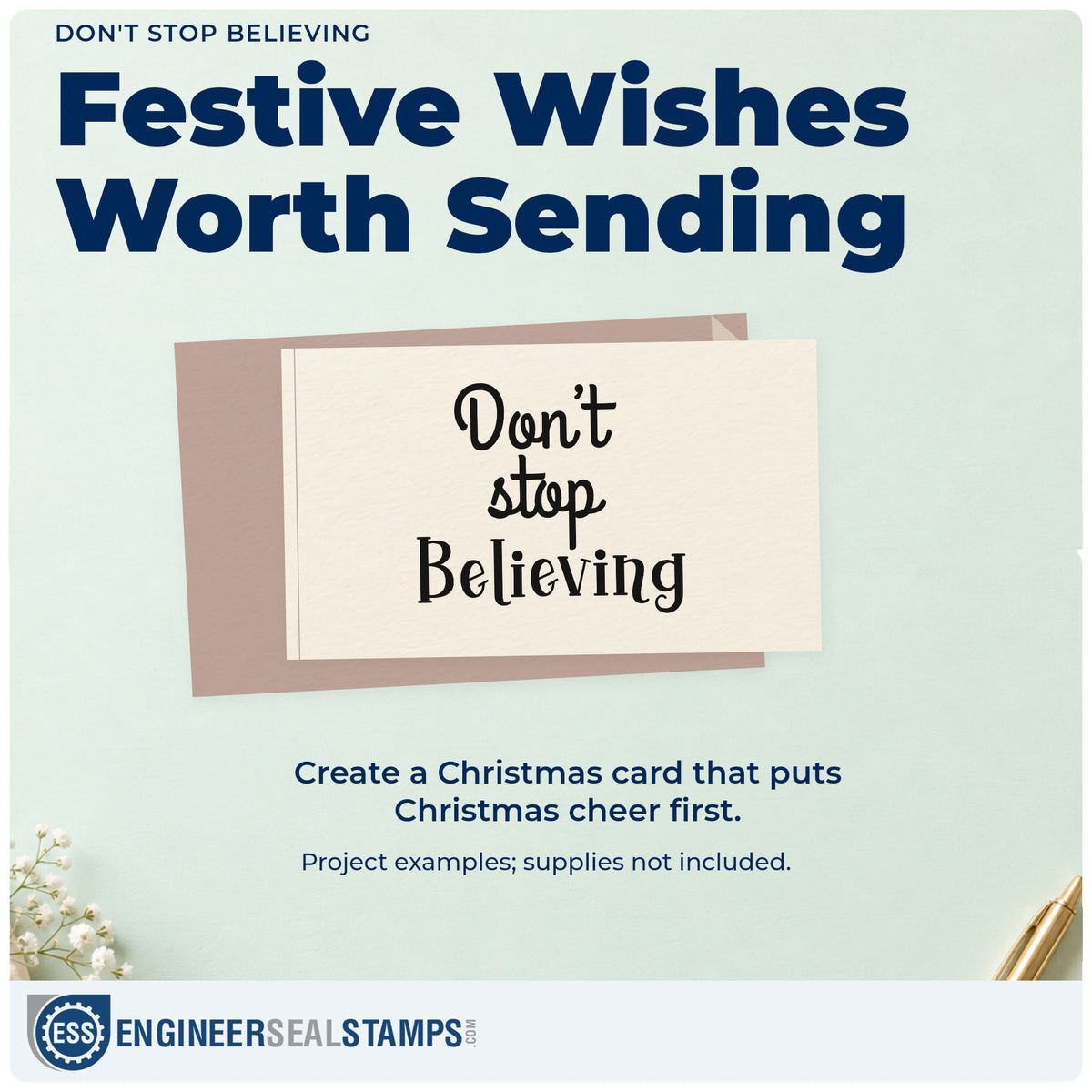 A finished handmade project stamped with the Don't Stop Believing Lettering Rubber Stamp – Duo Hand, ideal for progress album page.