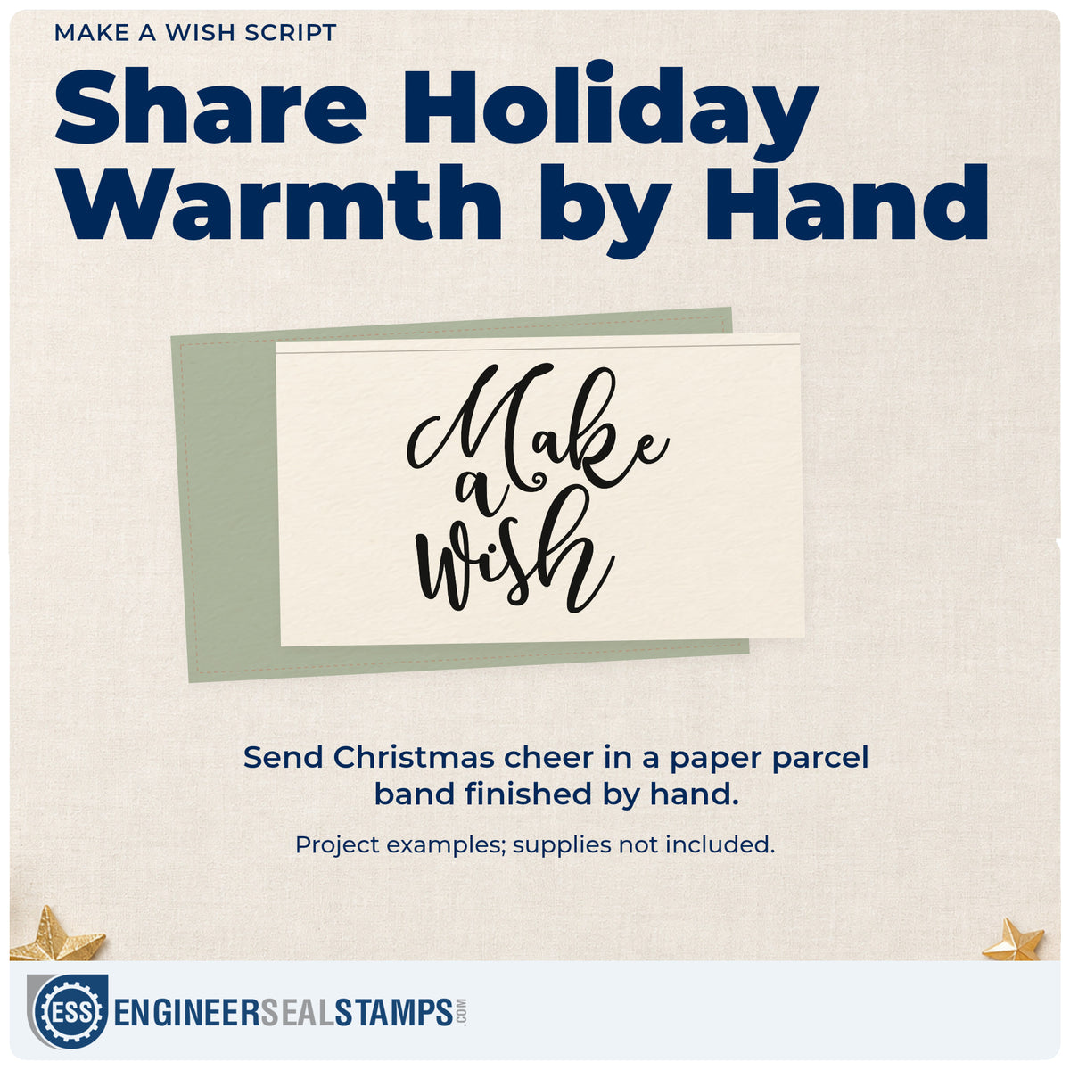 A finished handmade project stamped with the Make A Wish Lettering Flourish Self-Inking Craft Stamp, ideal for birthday album page.