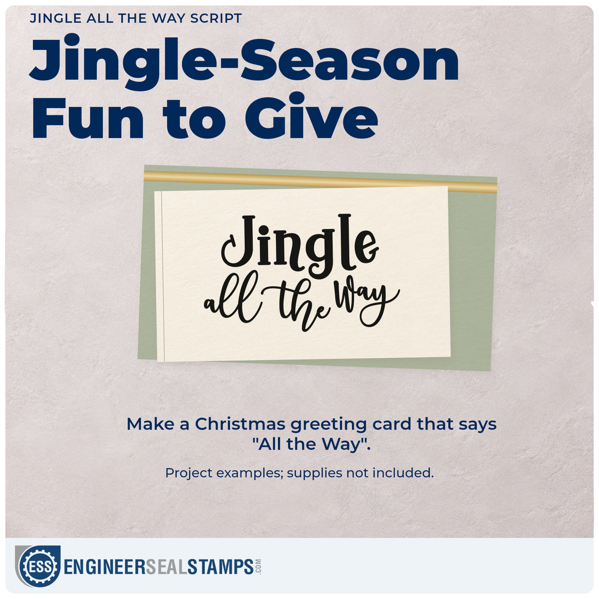 A finished handmade project stamped with the Jingle All The Way Script Premium Wood-Mounted Stamp – Vintage Pro, ideal for bell craft album page.