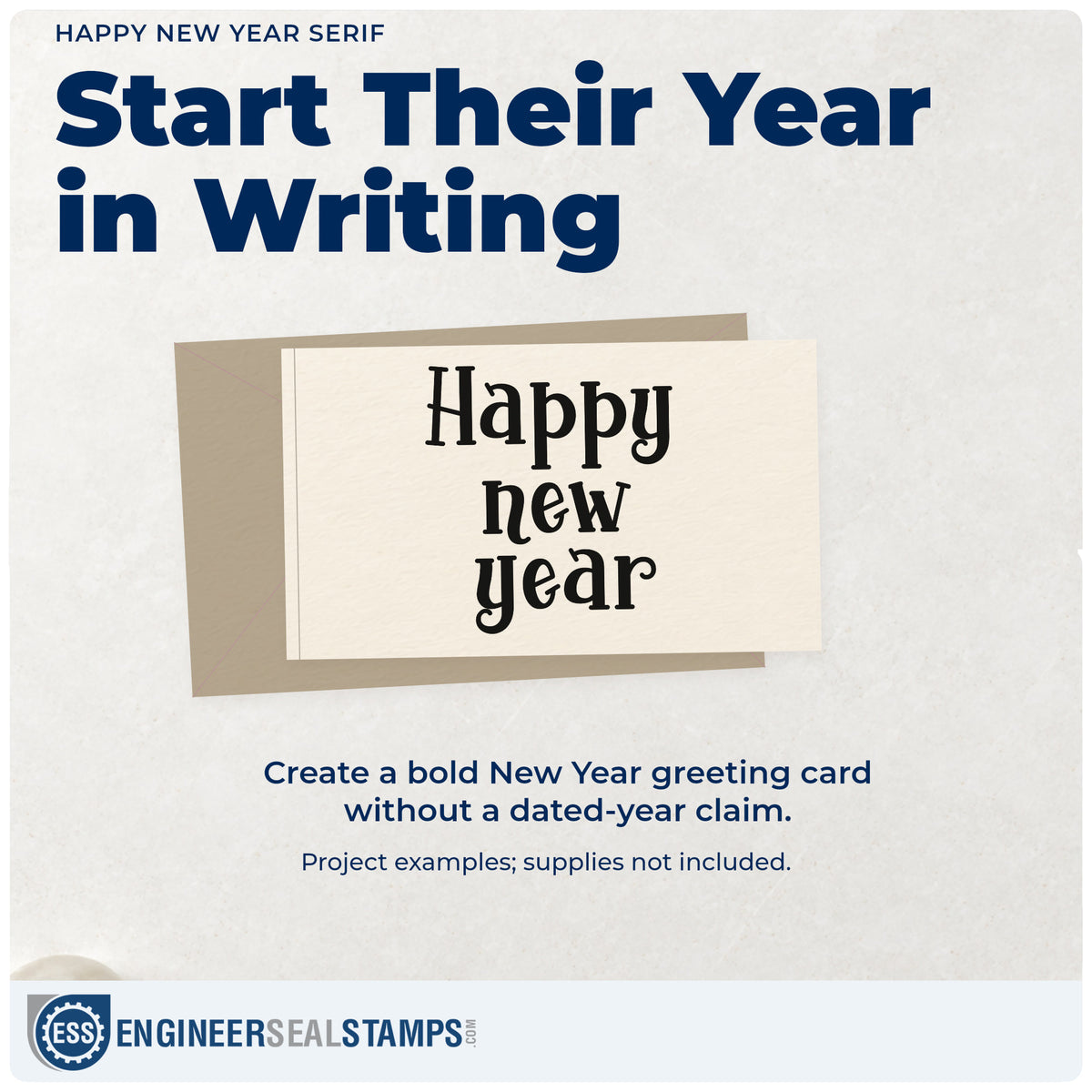 A finished handmade project stamped with the Happy New Year Stamp – PSI Pre-Inked, ideal for annual album page.