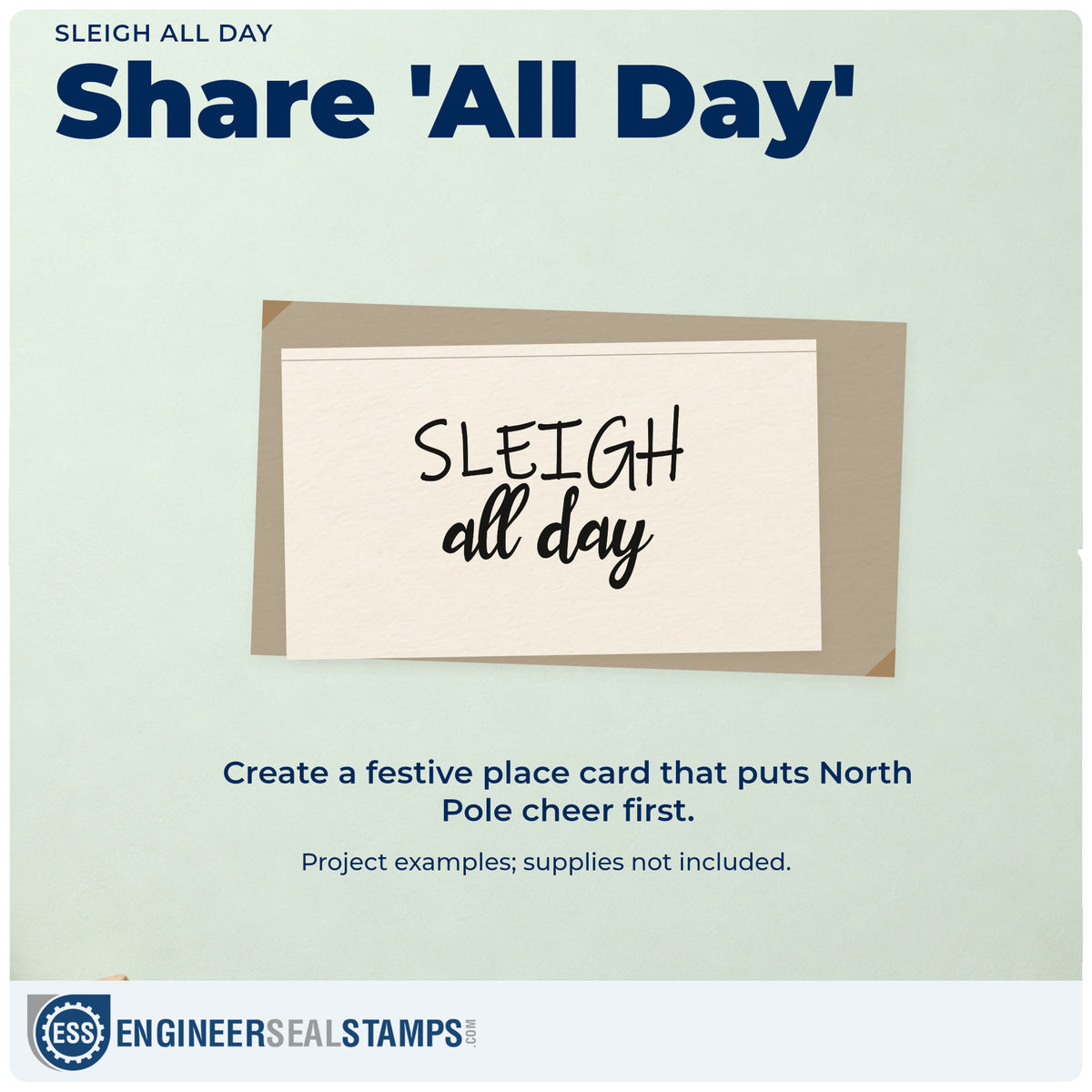 A finished handmade project stamped with the Pre-Inked Sleigh All Day Stamp – PSI, ideal for hustle album page.