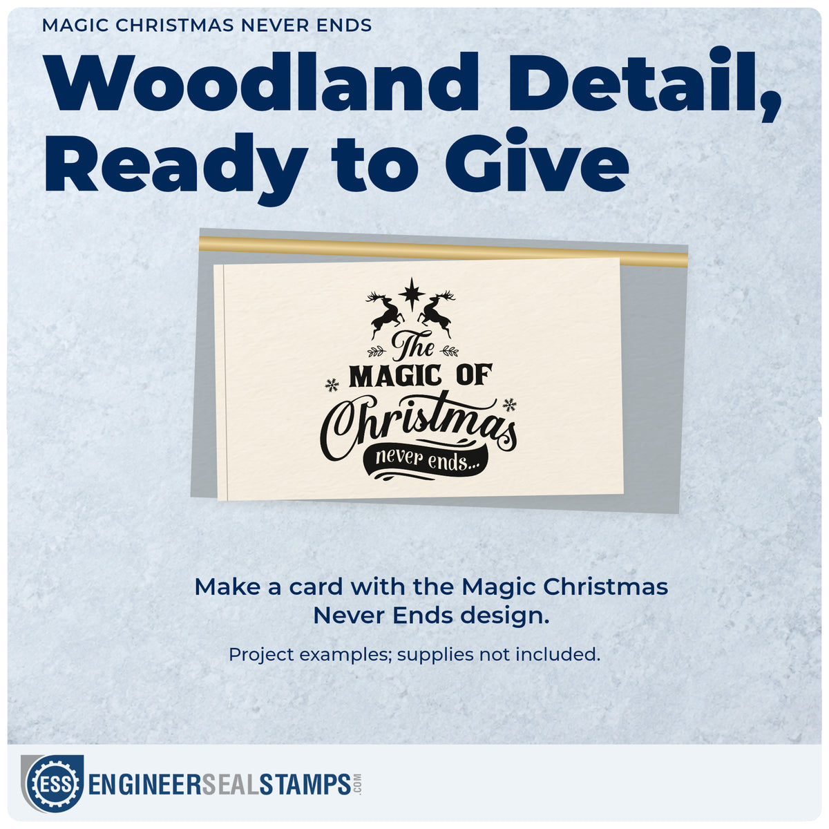 A finished handmade project stamped with the The Magic Of Christmas Never Ends Premium Wooden Stamp – Vintage Pro, ideal for year round album.