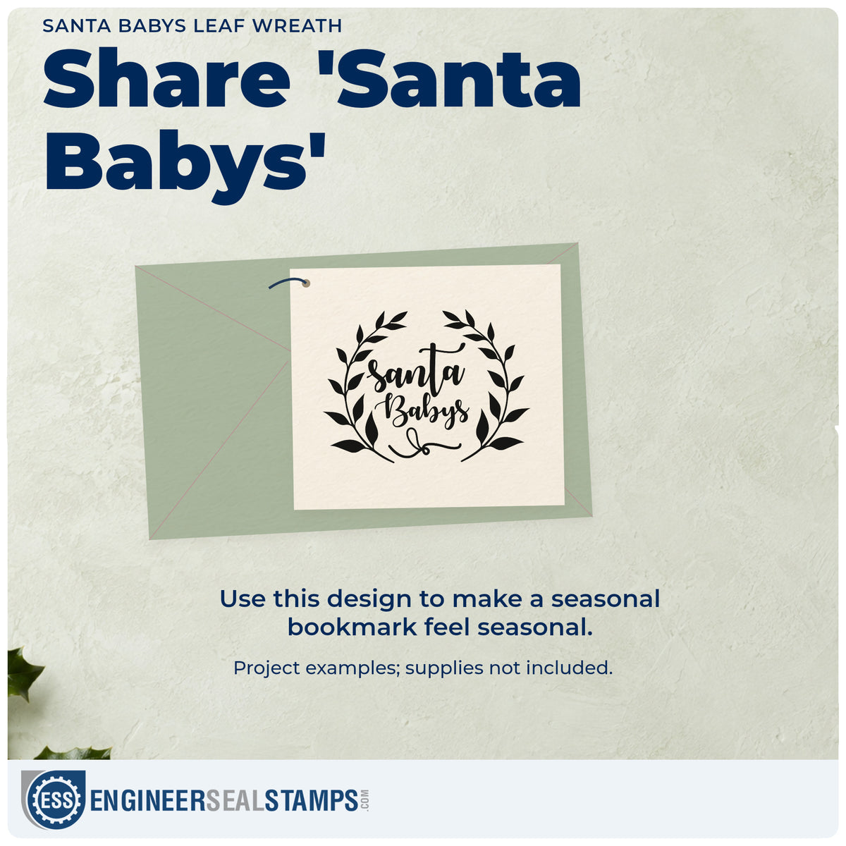 A finished handmade project stamped with the Santa Babys Leaf Wreath Pre-Inked Stamp – PSI, ideal for torch song album.