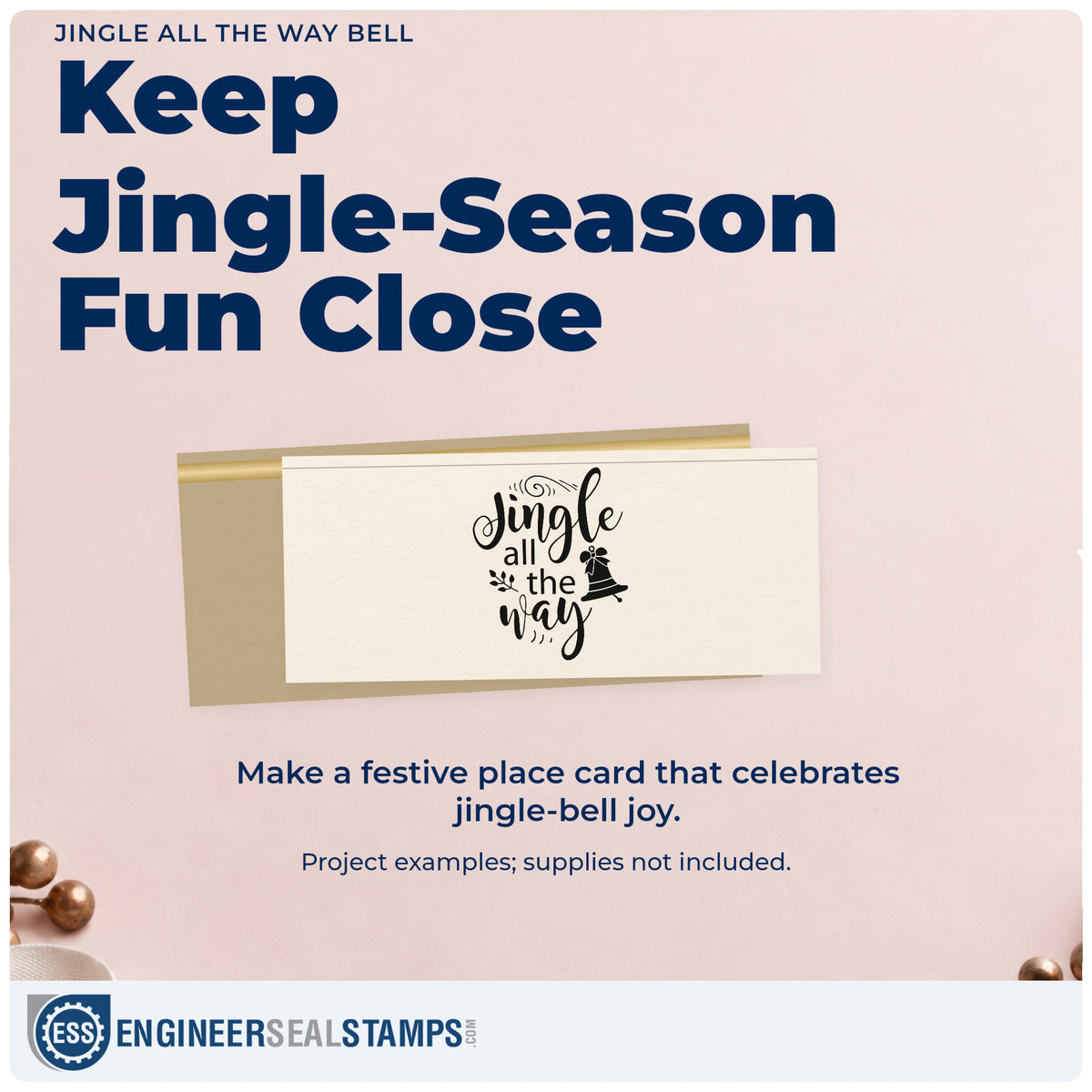 A finished handmade project stamped with the Jingle All The Way Bell Stamp – PSI Pre-Inked, ideal for topper craft album.