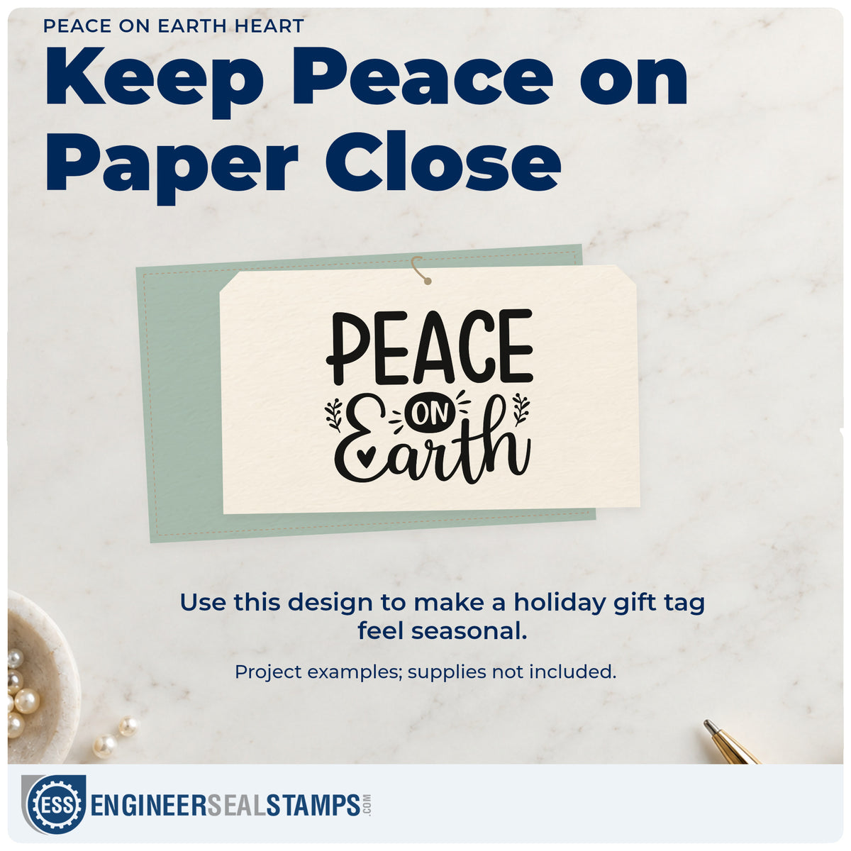 A finished handmade project stamped with the Peace On Earth Botanical Sprig Pre-Inked Stamp – PSI, ideal for sprigs cards.