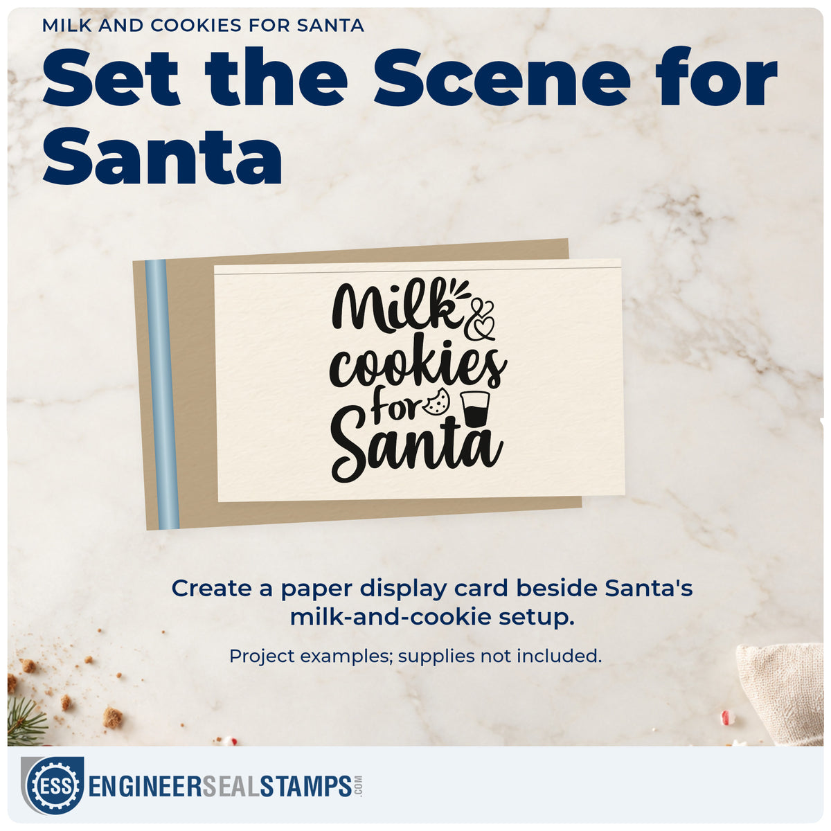 A finished handmade project stamped with the Slim Pre-Inked Milk And Cookies For Santa Stamp, ideal for snack setup album.