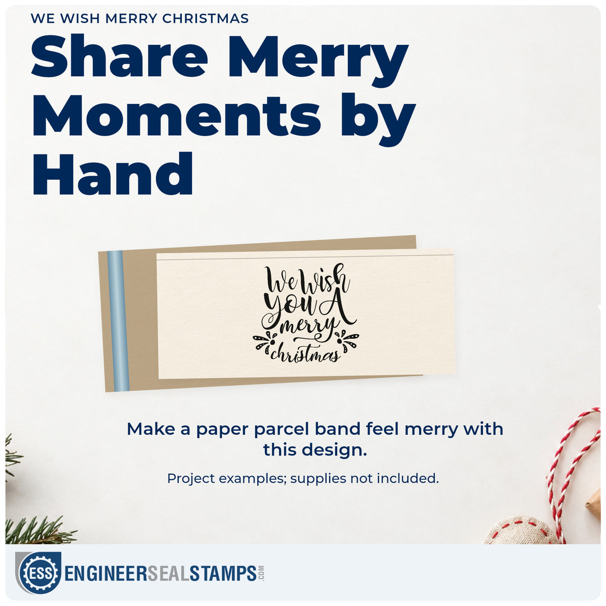 A finished handmade project stamped with the We Wish Merry Christmas Slim Pre-Inked Stamp, ideal for year letter album.