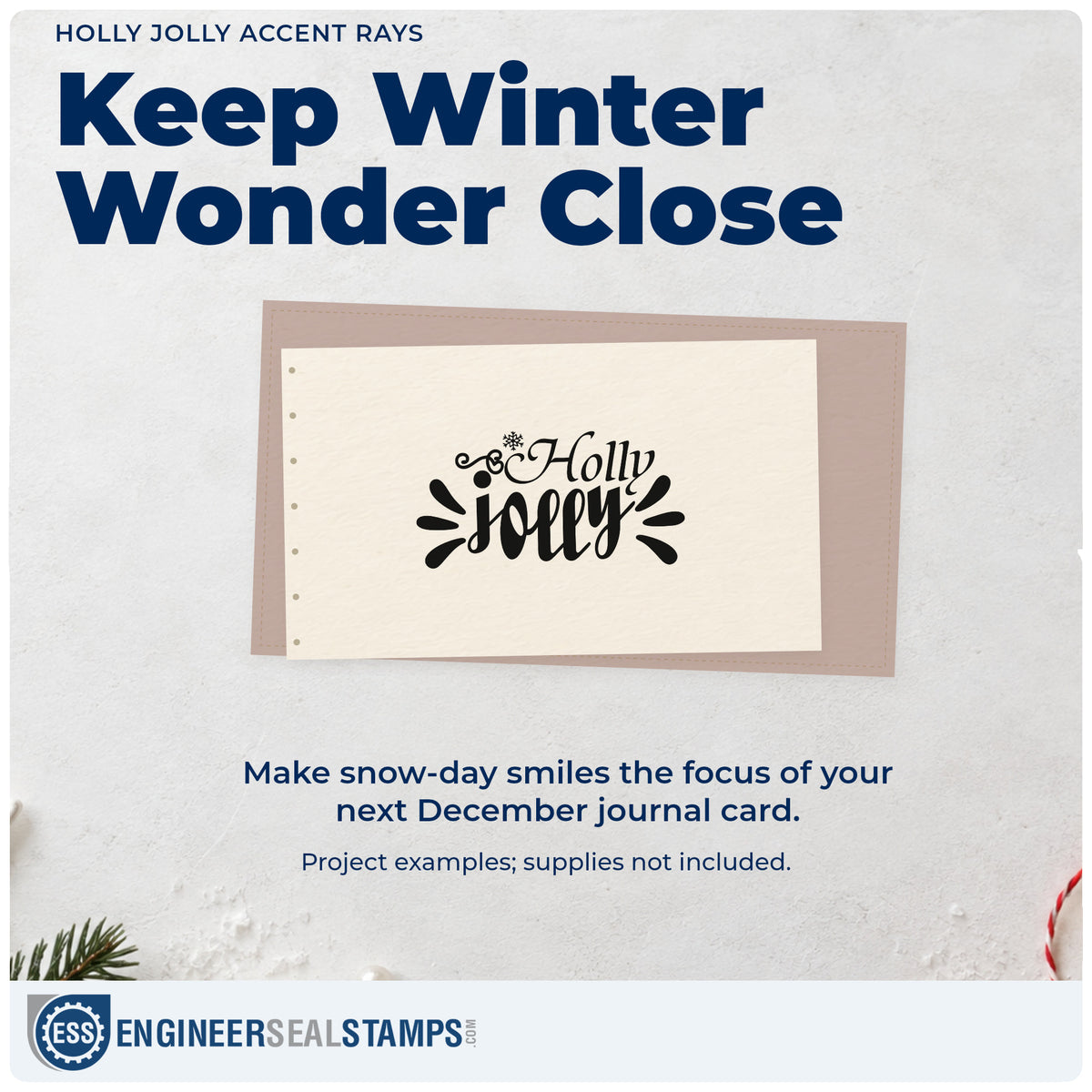 A finished handmade project stamped with the Holly Jolly Accent Rays Pre-Inked Stamp – Slim, ideal for sunburst album page.