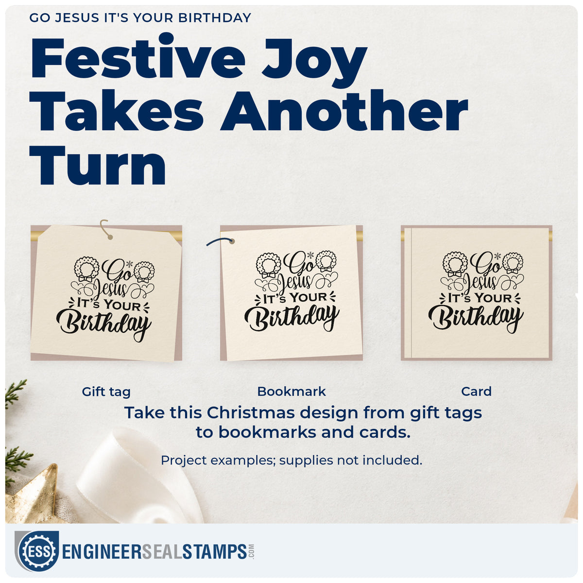 Three project examples made with the Go Jesus It's Your Birthday With Hearts Slim Pre-Inked Stamp, including lesson craft sheet.