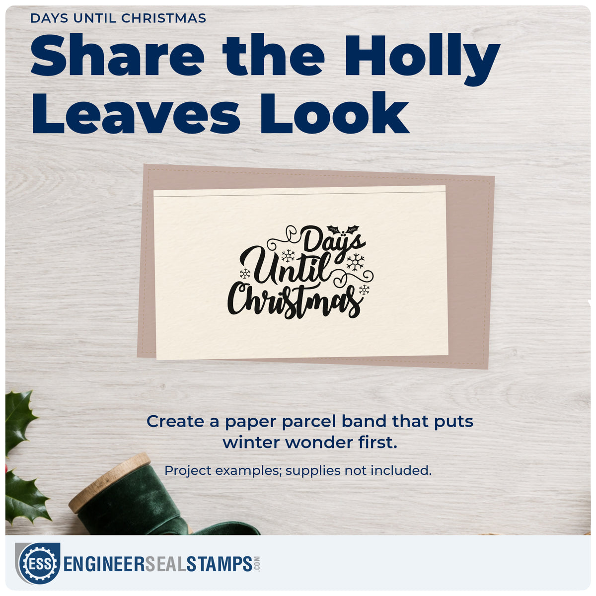 A finished handmade project stamped with the Days Until Christmas Rubber Stamp – Duo Hand, ideal for slate count album.