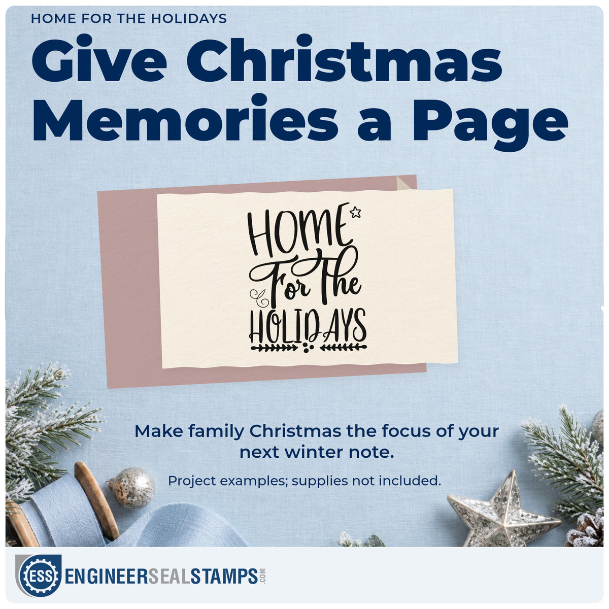 A finished handmade project stamped with the Self-Inking Home For The Holidays Leaf Accents Stamp, ideal for homecoming album page.