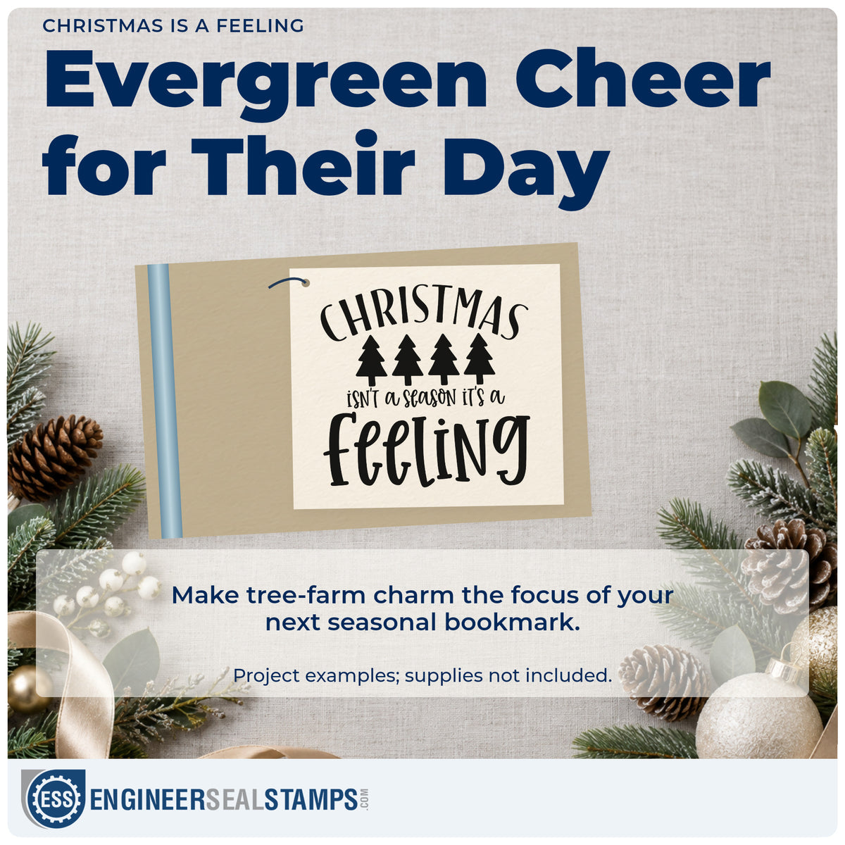 A finished handmade project stamped with the Self-Inking Christmas Is A Feeling Stamp, ideal for feeling album page.