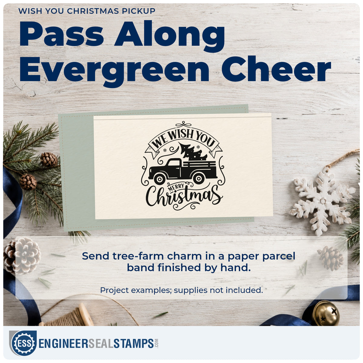 A finished handmade project stamped with the Wish You Christmas Pickup Stamp – Self-Inking, ideal for road trip album page.