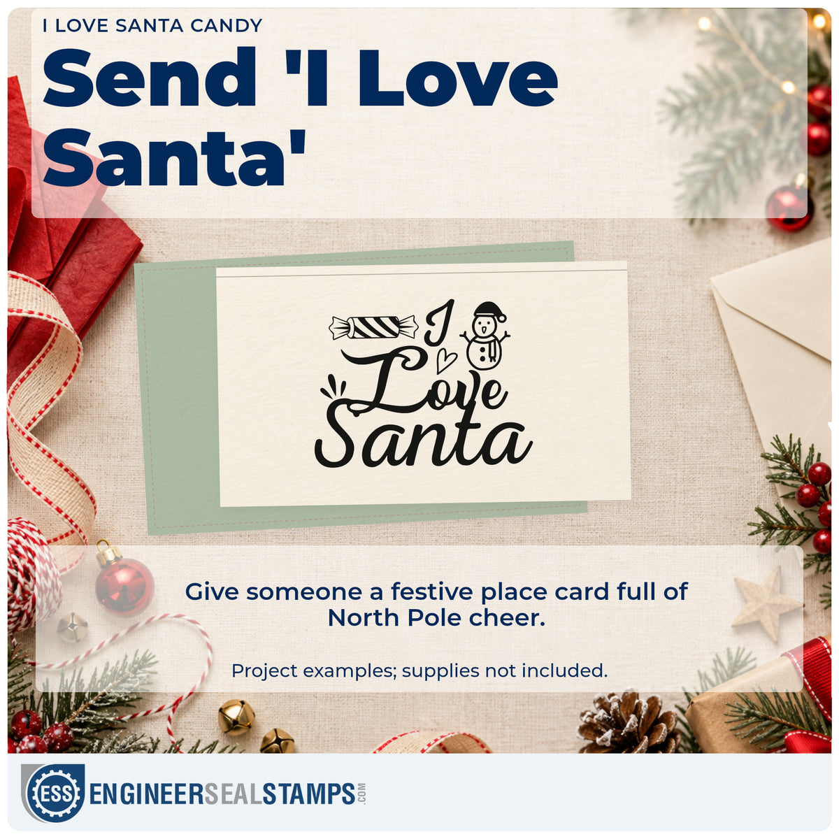 A finished handmade project stamped with the I Love Santa Candy Snowman Rubber Stamp – Duo Hand, ideal for sweet tooth album.