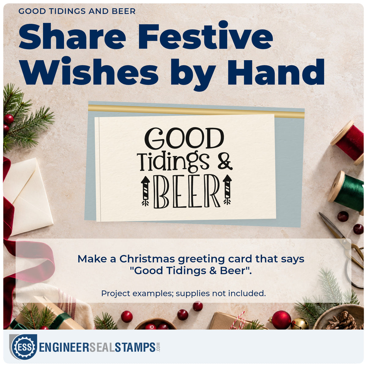 A finished handmade project stamped with the Good Tidings And Beer Pre-Inked Stamp – Slim, ideal for recipe build album.