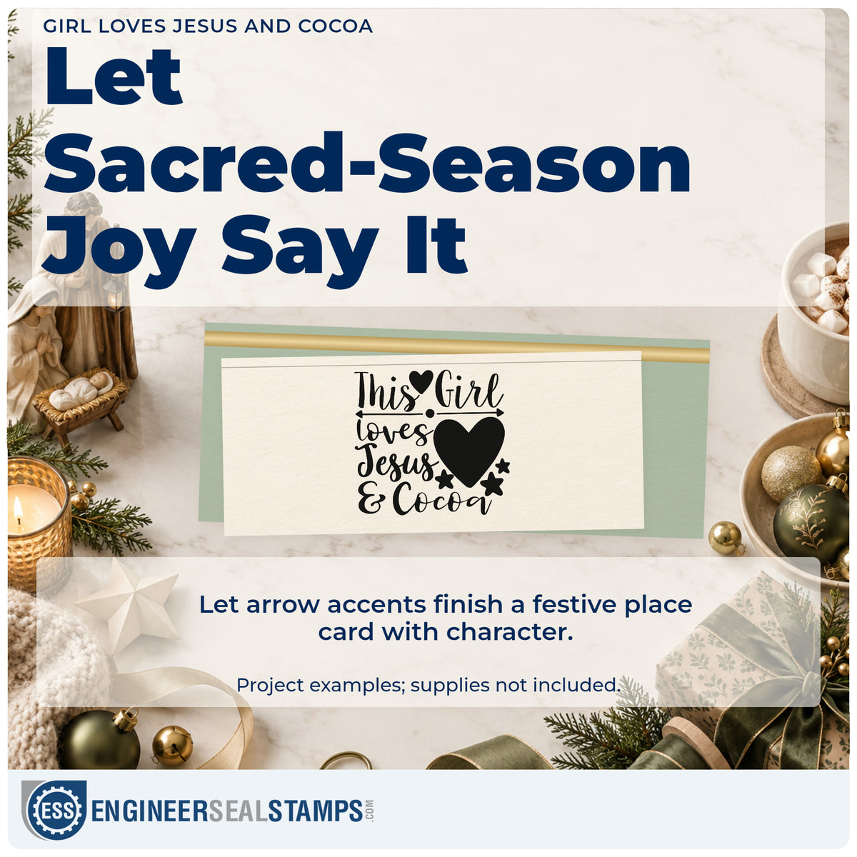 A finished handmade project stamped with the This Girl Loves Jesus & Cocoa Rubber Stamp – Duo Hand, ideal for cocoa cards.