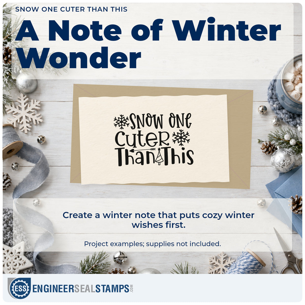 A finished handmade project stamped with the Snow One Cuter Than This Rubber Stamp – Wood Handle, ideal for portrait album page.