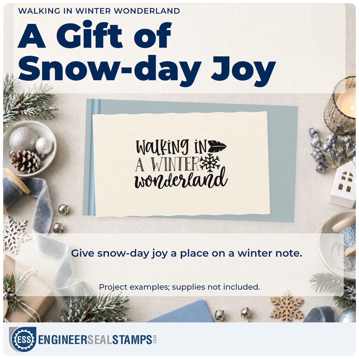 A finished handmade project stamped with the Walking In A Winter Wonderland Stamp – Self-Inking, ideal for step log album page.