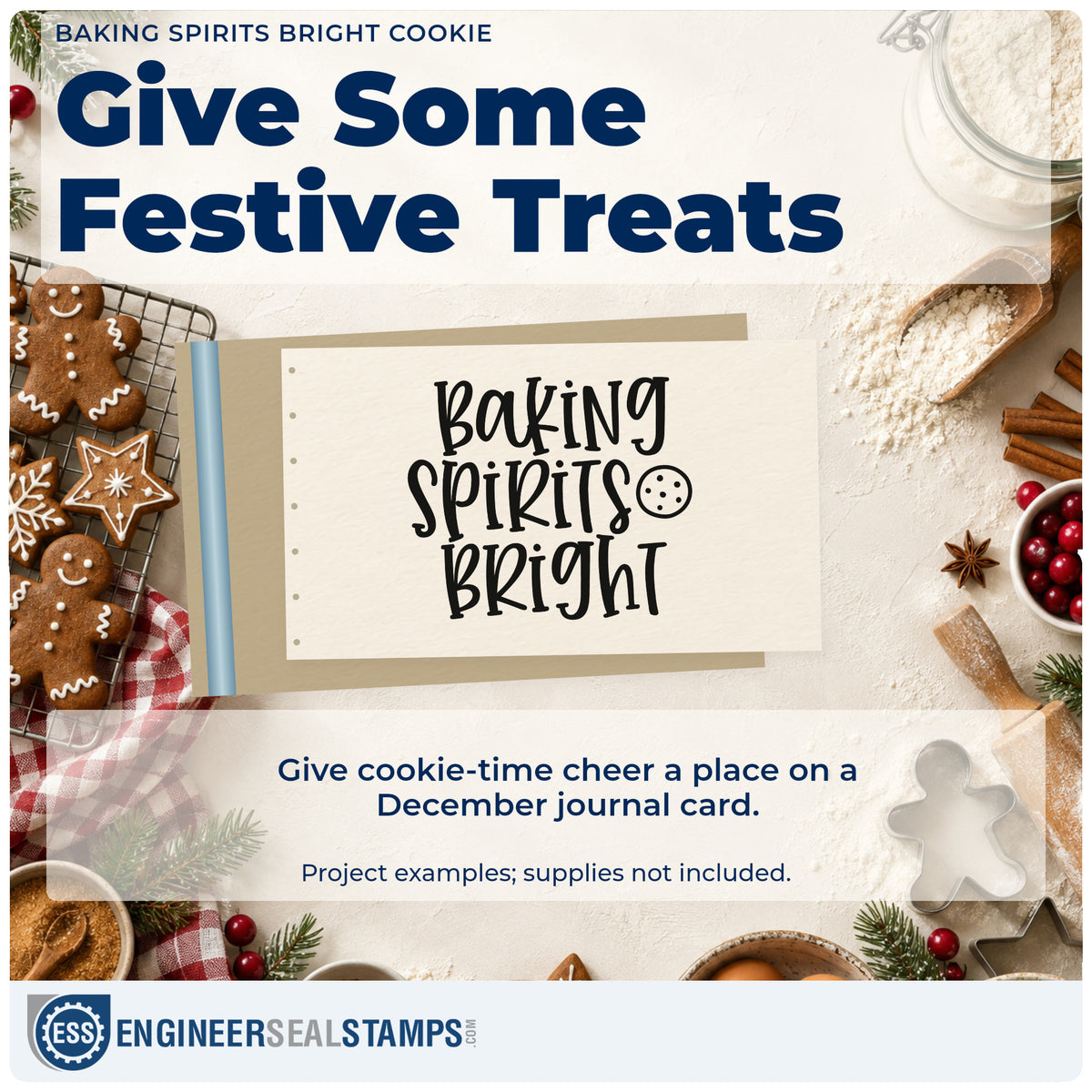 A finished handmade project stamped with the Self-Inking Baking Spirits Bright Cookie Stamp, ideal for batch album page.