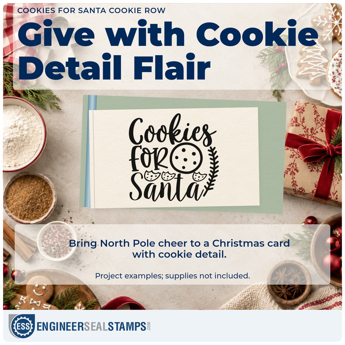 A finished handmade project stamped with the Cookies For Santa Cookie Row Stamp – Self-Inking, ideal for row cards.