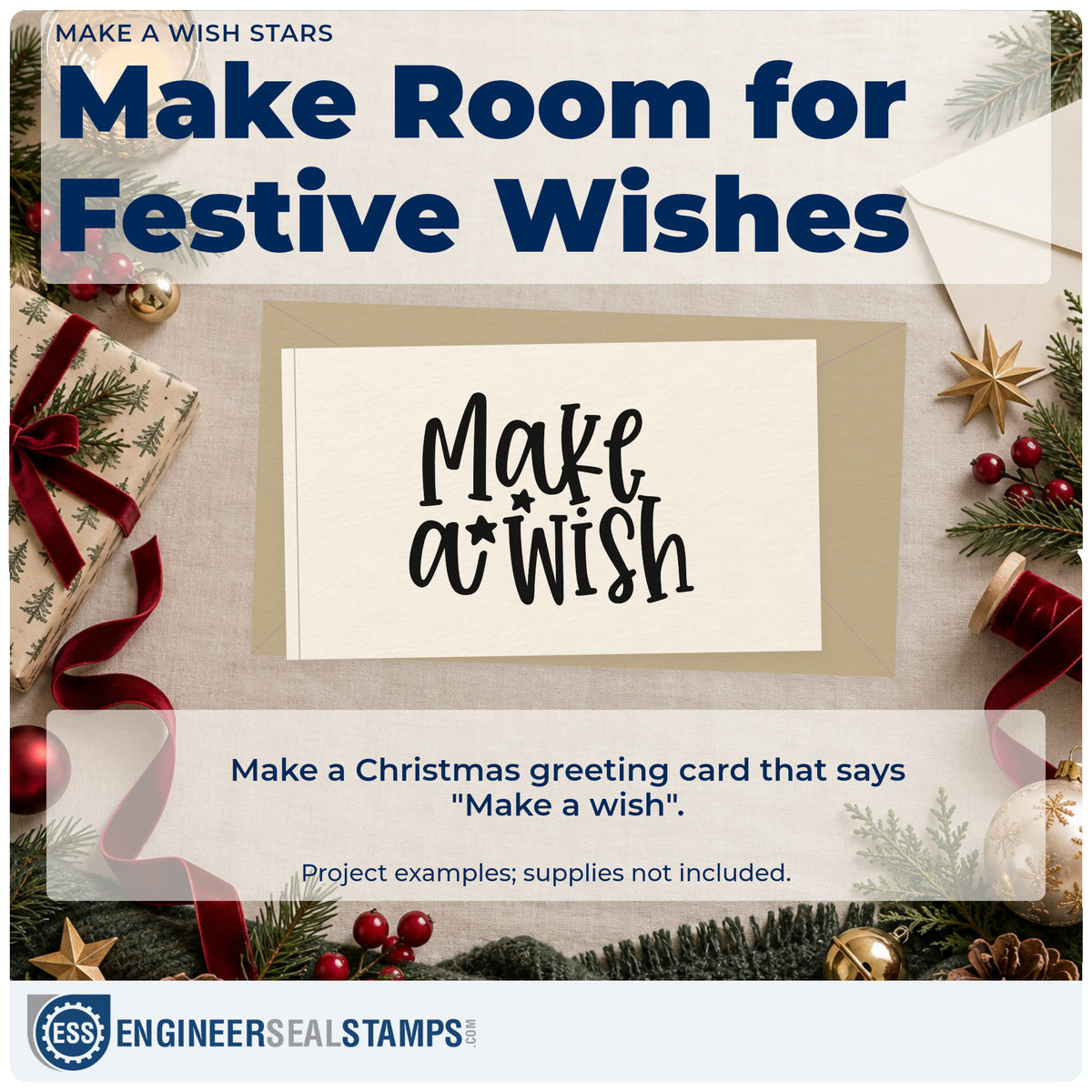 A finished handmade project stamped with the Make A Wish Stars Duo Hand Stamp, ideal for night sky album page.