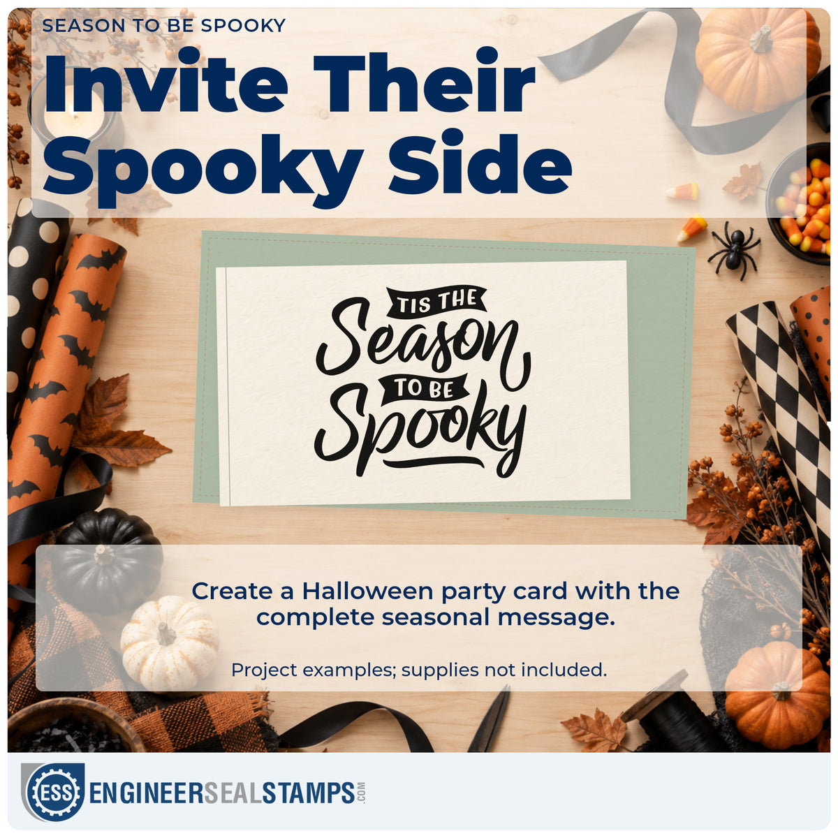 A finished handmade project stamped with the Tis The Season To Be Spooky Rubber Stamp – Duo Hand, ideal for costume album page.