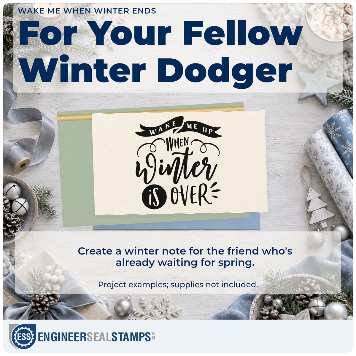 A finished handmade project stamped with the Wake Me When Winter Ends Ribbon Lettering Pre-Inked Stamp – PSI, ideal for warm trip album page.