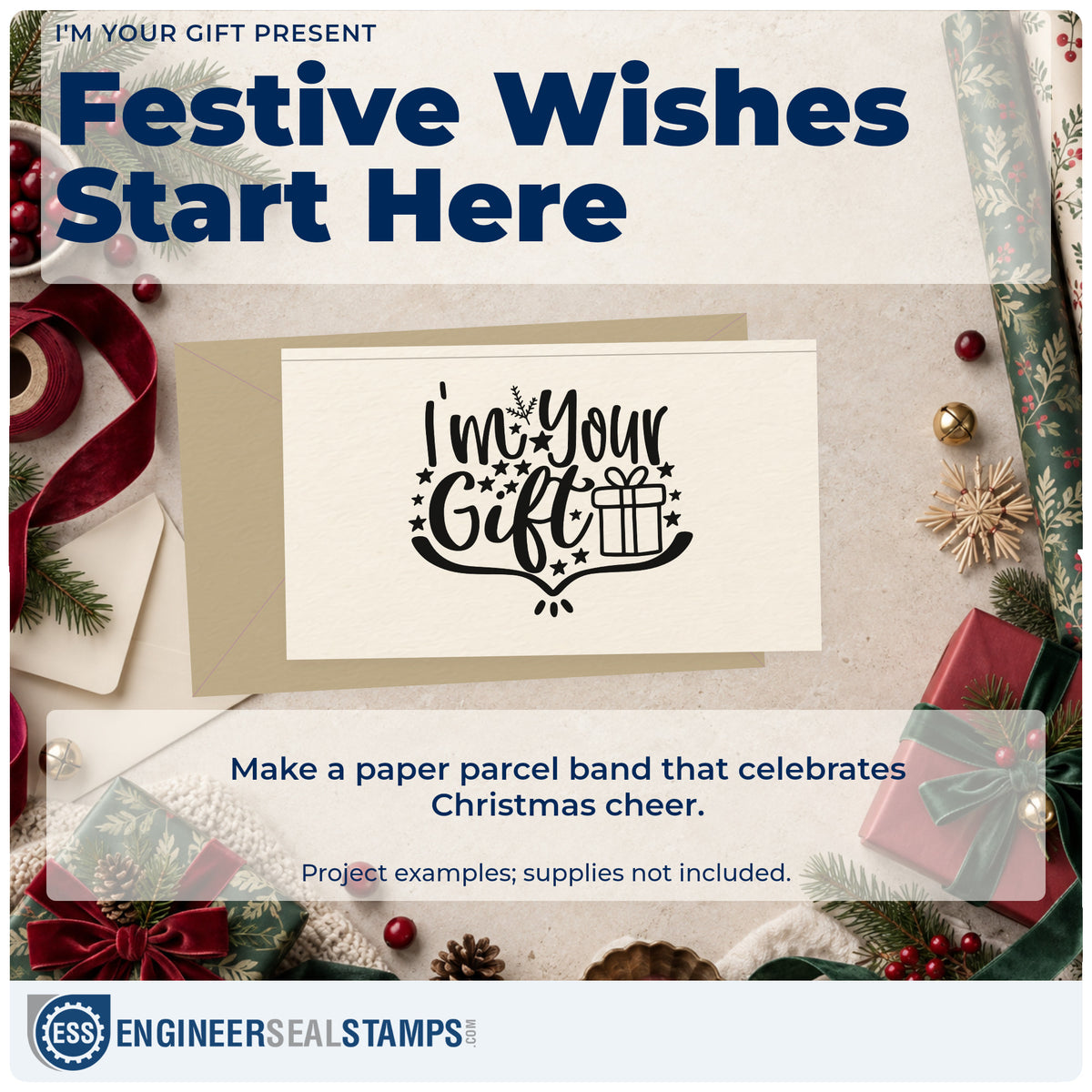 A finished handmade project stamped with the I'm Your Gift Present With Stars Stamp – Duo Hand, ideal for couple album page.